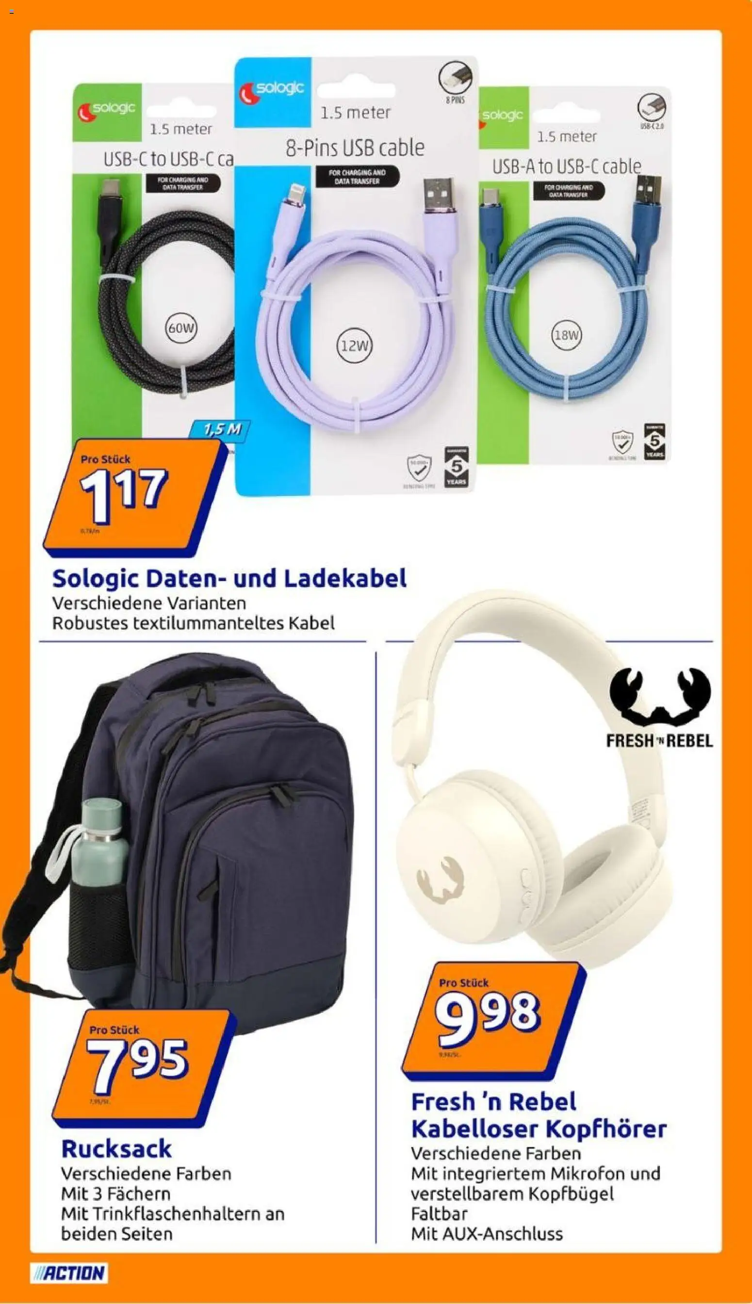 Action Prospekt – gültig ab 05.08.2026 | Seite: 15 | Produkte: Mikrofon, Ladekabel, Rucksack, Kopfhörer