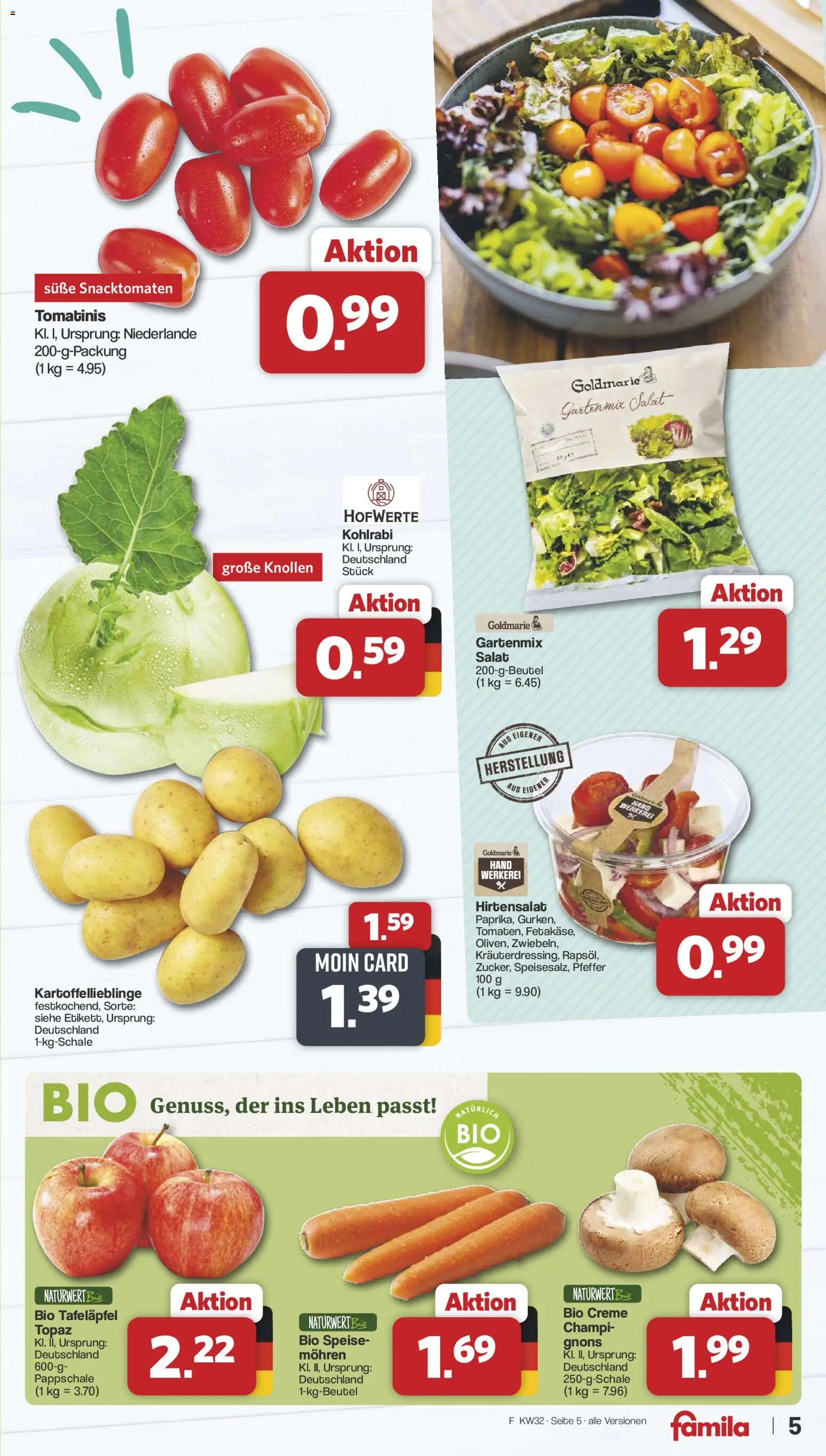 Famila Nordwest Prospekt – gültig ab 03.08.2026 | Seite: 5 | Produkte: Kohlrabi, Creme, Mohren, Pfeffer