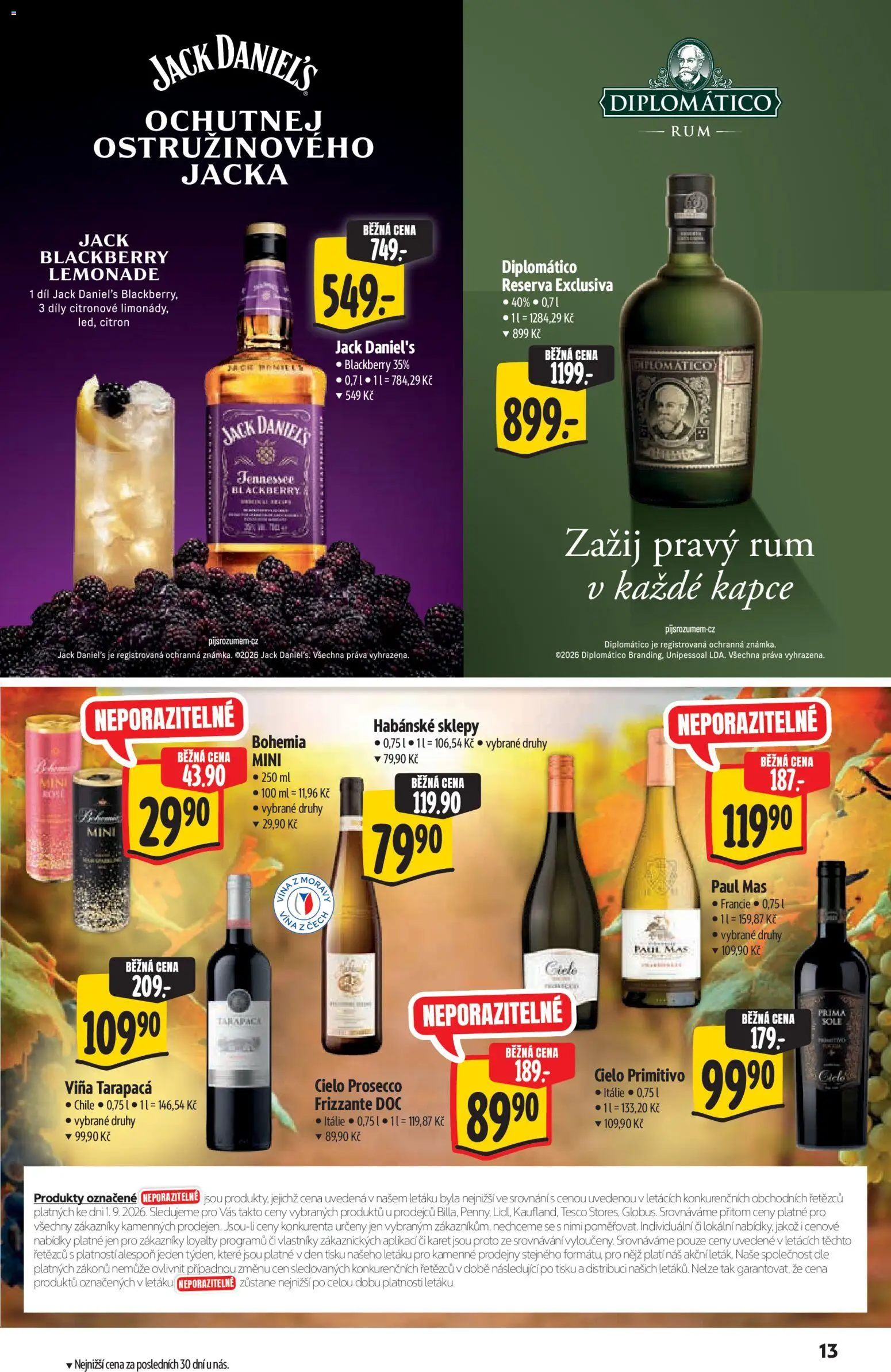 Albert katalog - Supermarket od 09.09.2026 | Strana: 13 | Produkty: Tarapaca, Whiskey, Primitivo, Prosecco Frizzante
