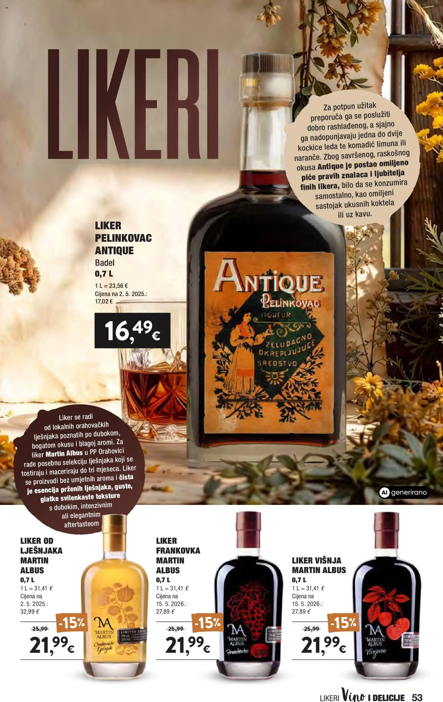 Interspar katalog | vrijedi od 16.09.2026 | Stranica: 53 | Proizvodi: Pelinkovac, Vino, Liker, Badel
