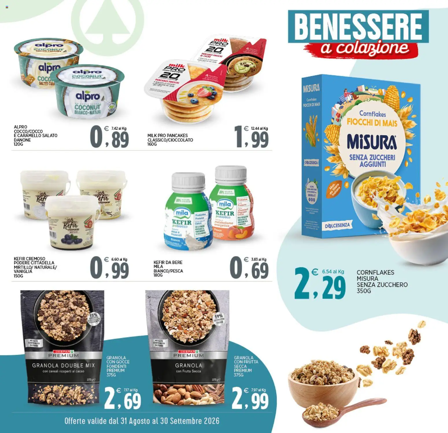 Volantino Interspar del 31/08/2026 | Pagina: 3 | Prodotti: Kefir, Frutta, Zucchero, Mais