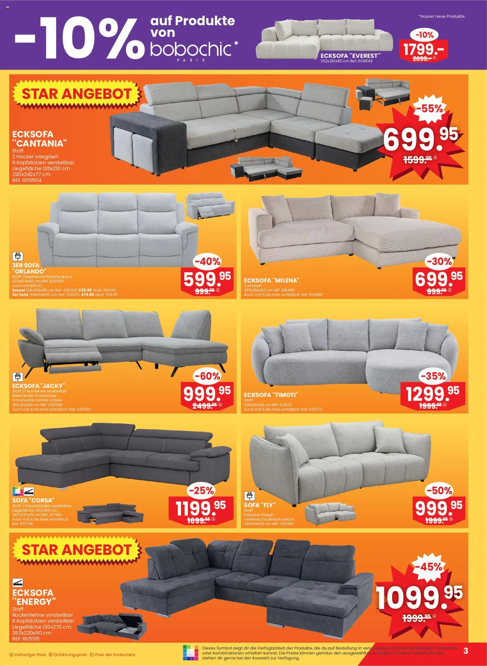 Conforama aktionen – gültig ab 24.06.2026 | Seite: 3 | Produkte: Hocker, Kissen, Sofa, Ecksofa