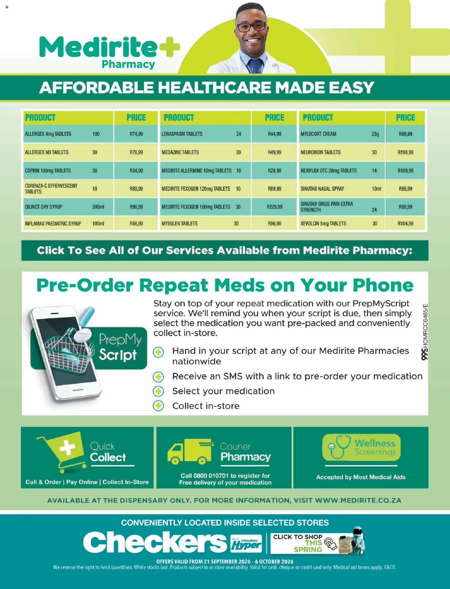 New Checkers catalogue – valid from 21/09/2026 | Page: 5 | Products: Phone, Cream, Syrup, Nasal spray