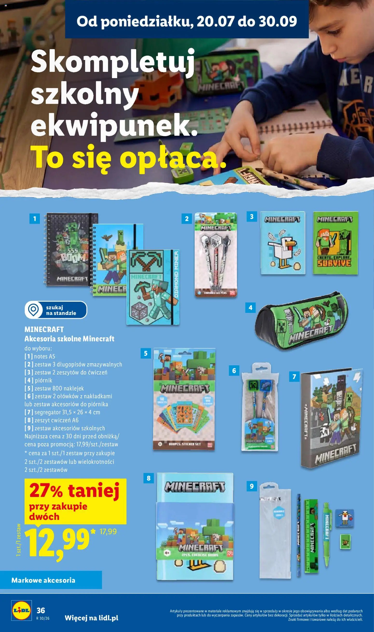 Lidl Katalog od 09.07.2026 | Strona: 36 | Produkty: Zeszyt, Piórnik