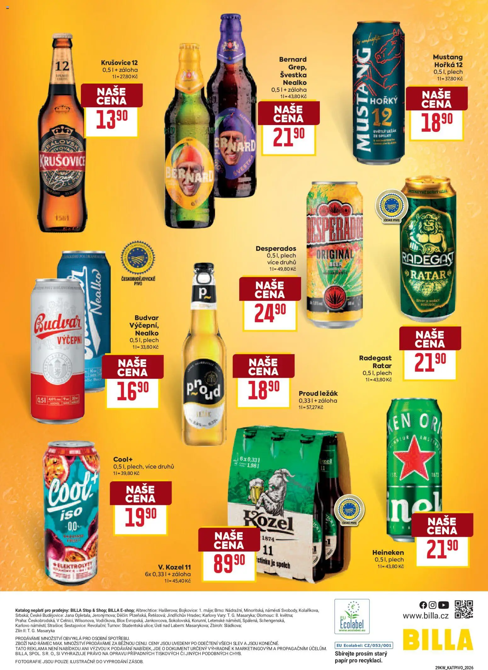 Billa leták - Pivo od 15.07.2026 | Strana: 5 | Produkty: Budvar, Bernard švestka, Kozel, Radegast