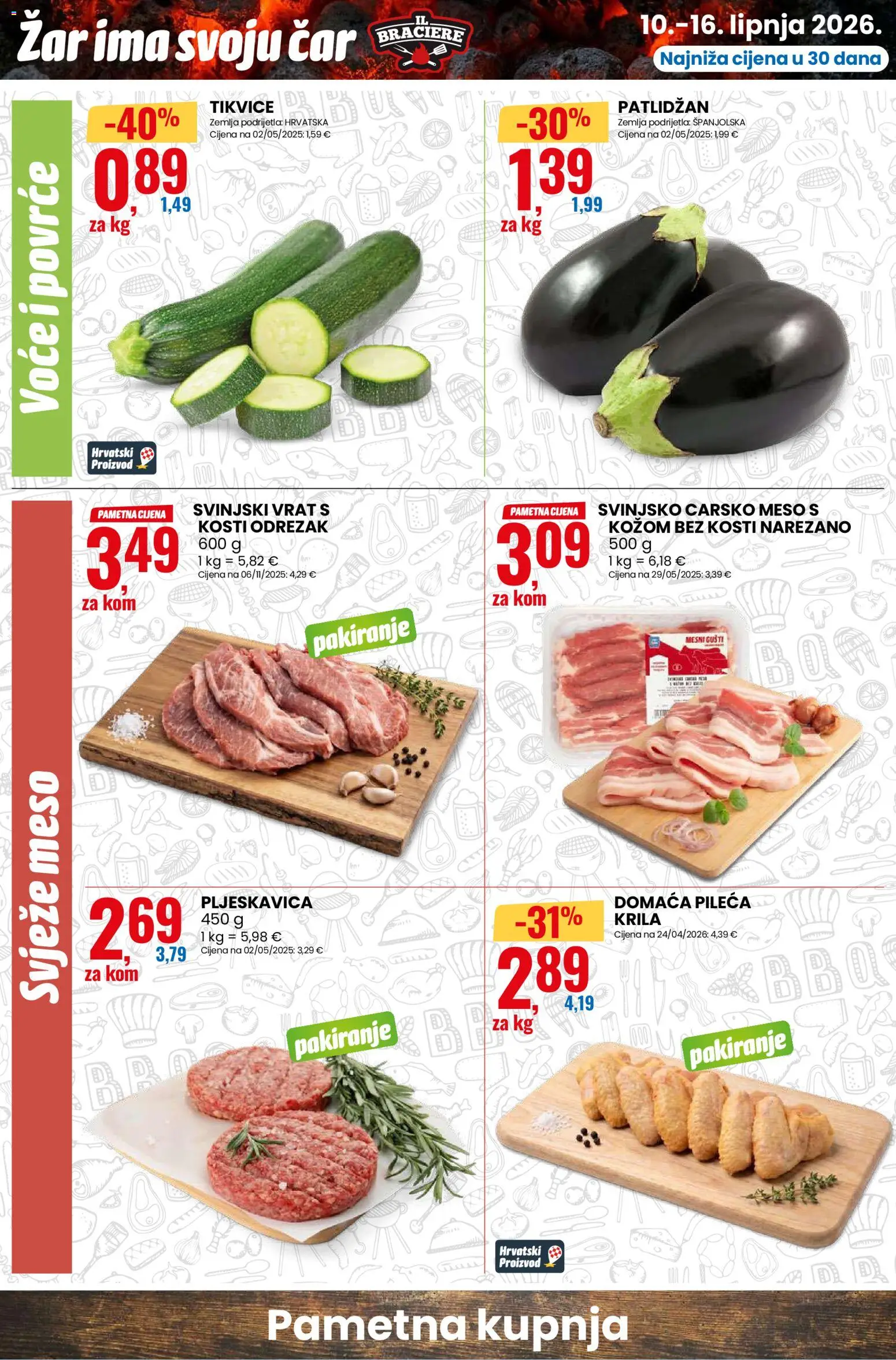 Eurospin katalog | vrijedi od 10.06.2026 | Stranica: 2 | Proizvodi: Pileća krila, Carsko meso, Meso, Tikvice