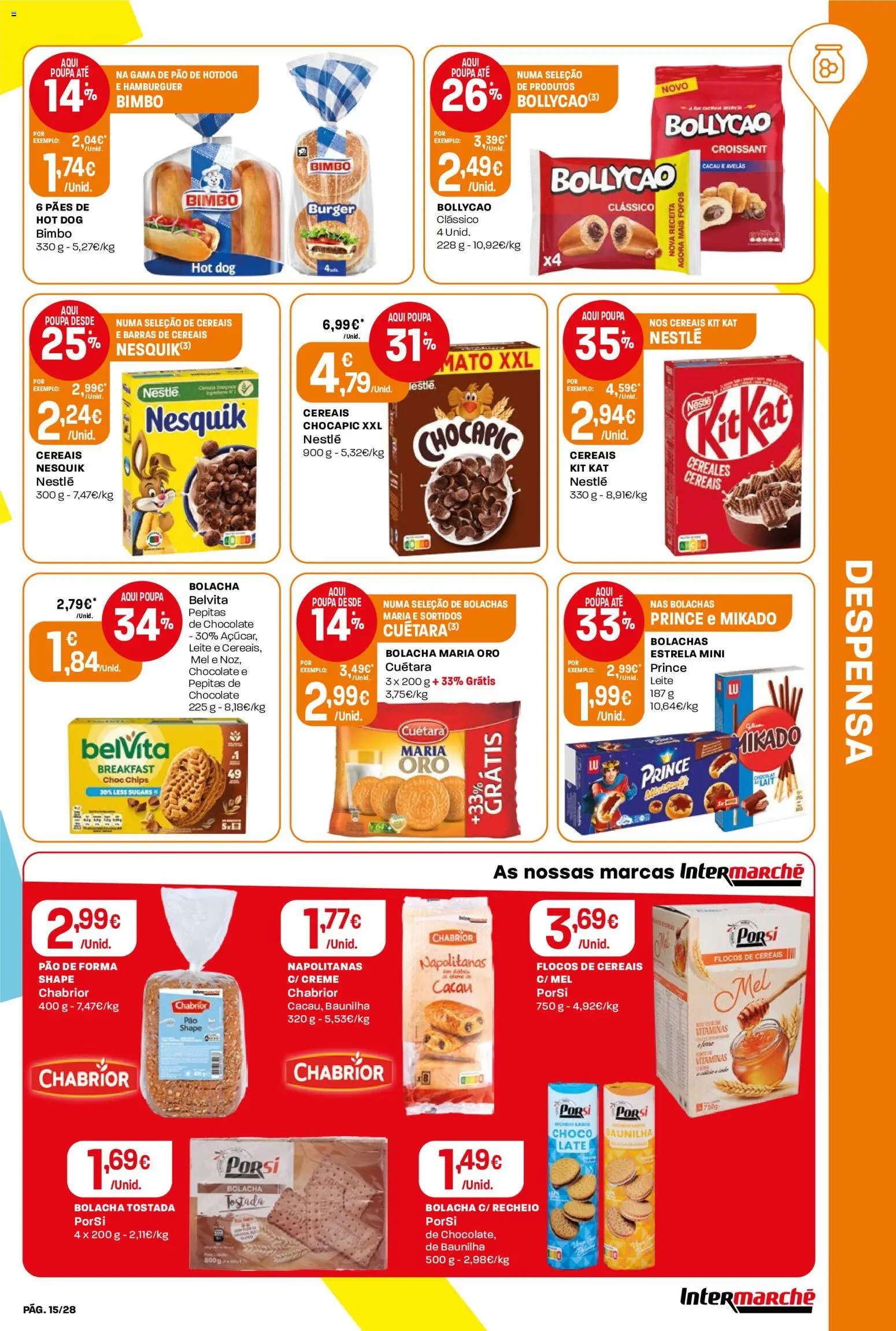 Intermarché folheto Contact │ válido de 15/10/2026 | Página: 15 | Produtos: Hambúrguer, Leite, Nestlé, Mel