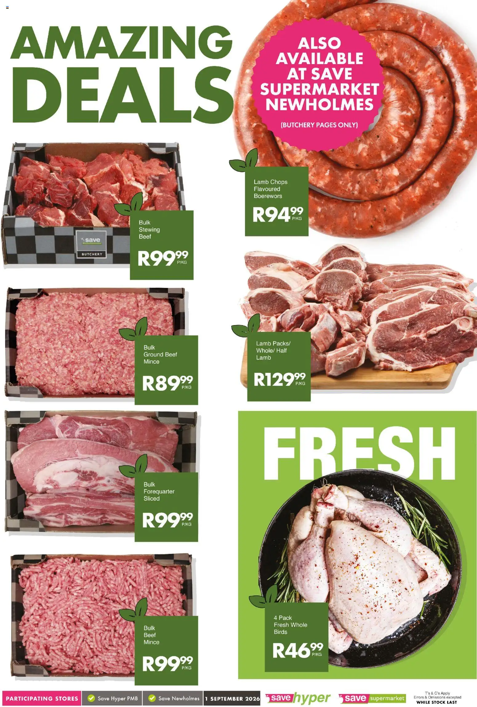 New Save catalogue – valid from 01/09/2026 | Page: 7 | Products: Boerewors, Beef, Stock