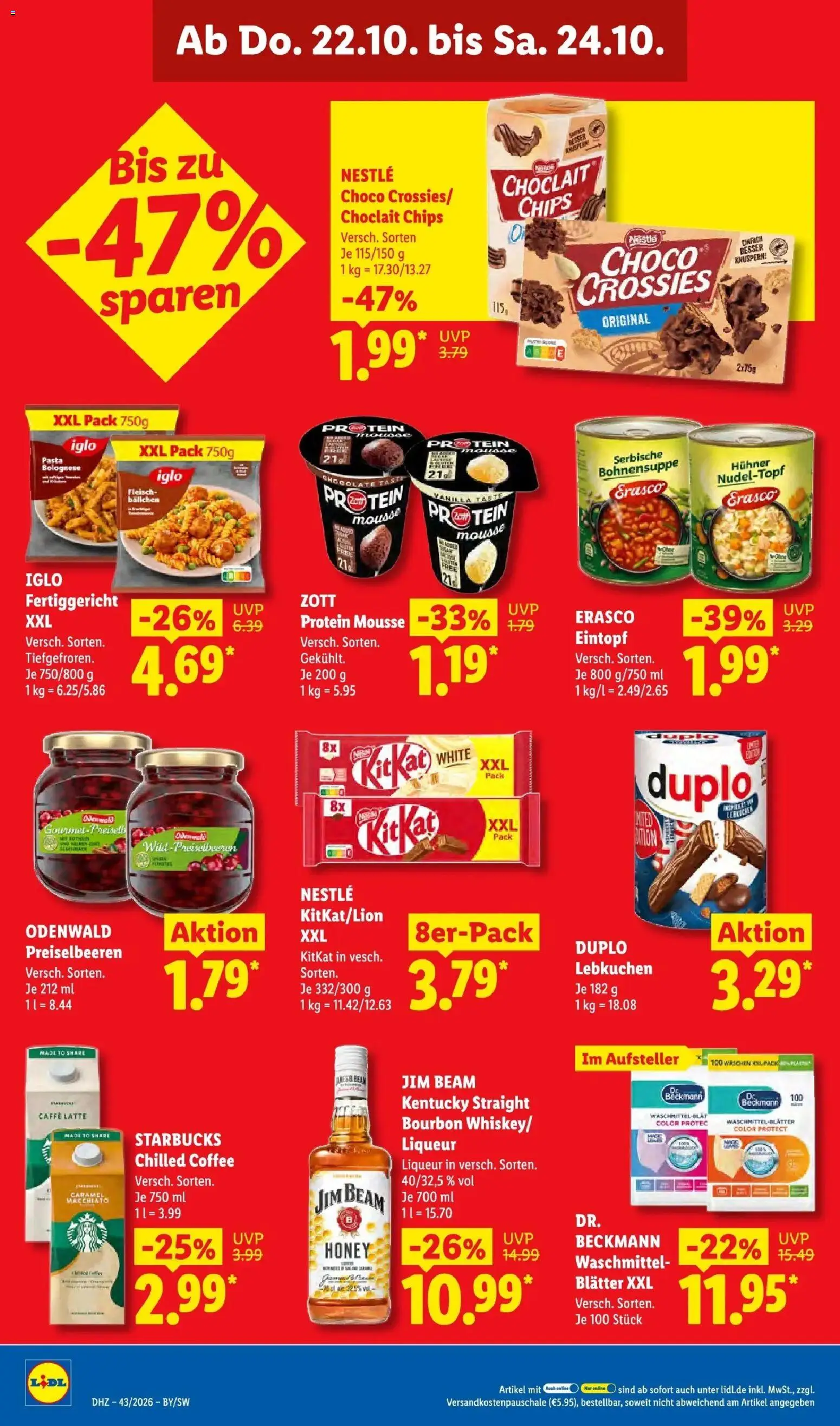 Lidl Prospekt Villingen-schwenningen (ab 19.10.2026) zum Blättern » Angebote | Seite: 68 | Produkte: Pasta, Erasco, Chips, Whiskey