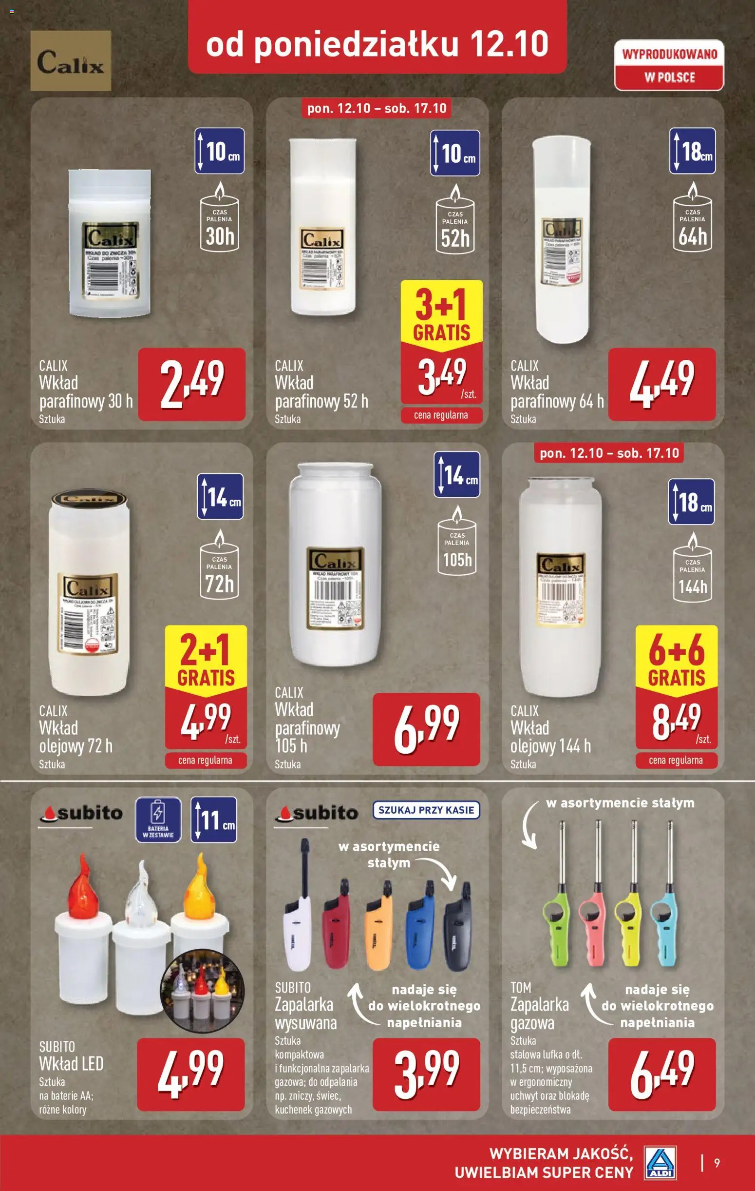 Aldi gazetka - Znicze i stroiki od 12.10.2026 | Strona: 9 | Produkty: Baterie, Bateria