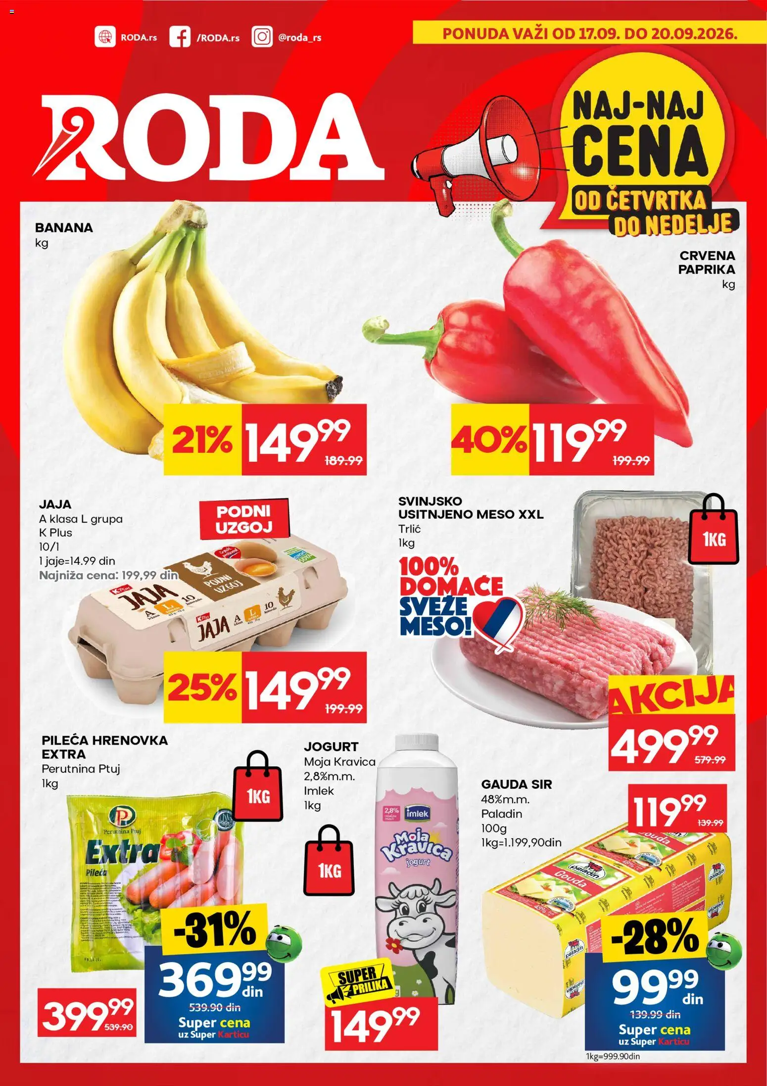 Roda katalog - važi od 17.09.2026 | Strana: 1 | Proizvode: Paprika, Sir, Jogurt, Jaja