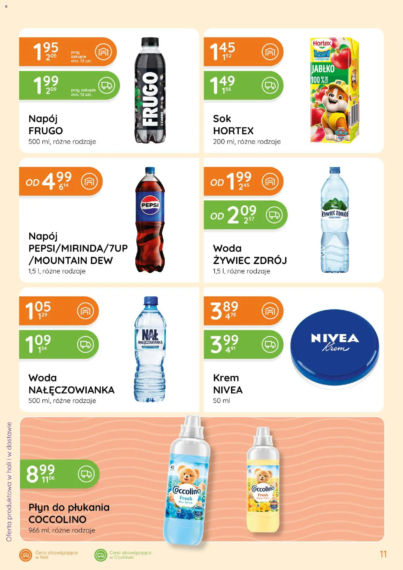 Eurocash gazetka - Ofensywa Spożywcza od 20.08.2026 | Strona: 11 | Produkty: Płyn do płukania, Coccolino, Krem, Woda