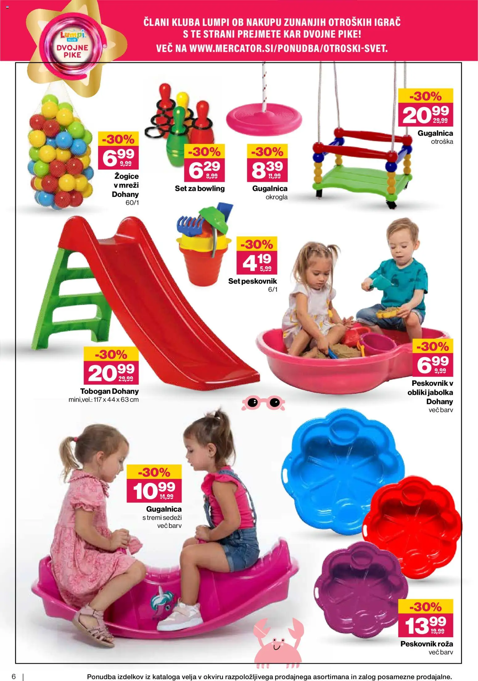 Novi Mercator katalog ponudbe – veljaven od 10.06.2026 | Stran: 6 | Izdelki: Tobogan, Gugalnica, Peskovnik, Jabolka