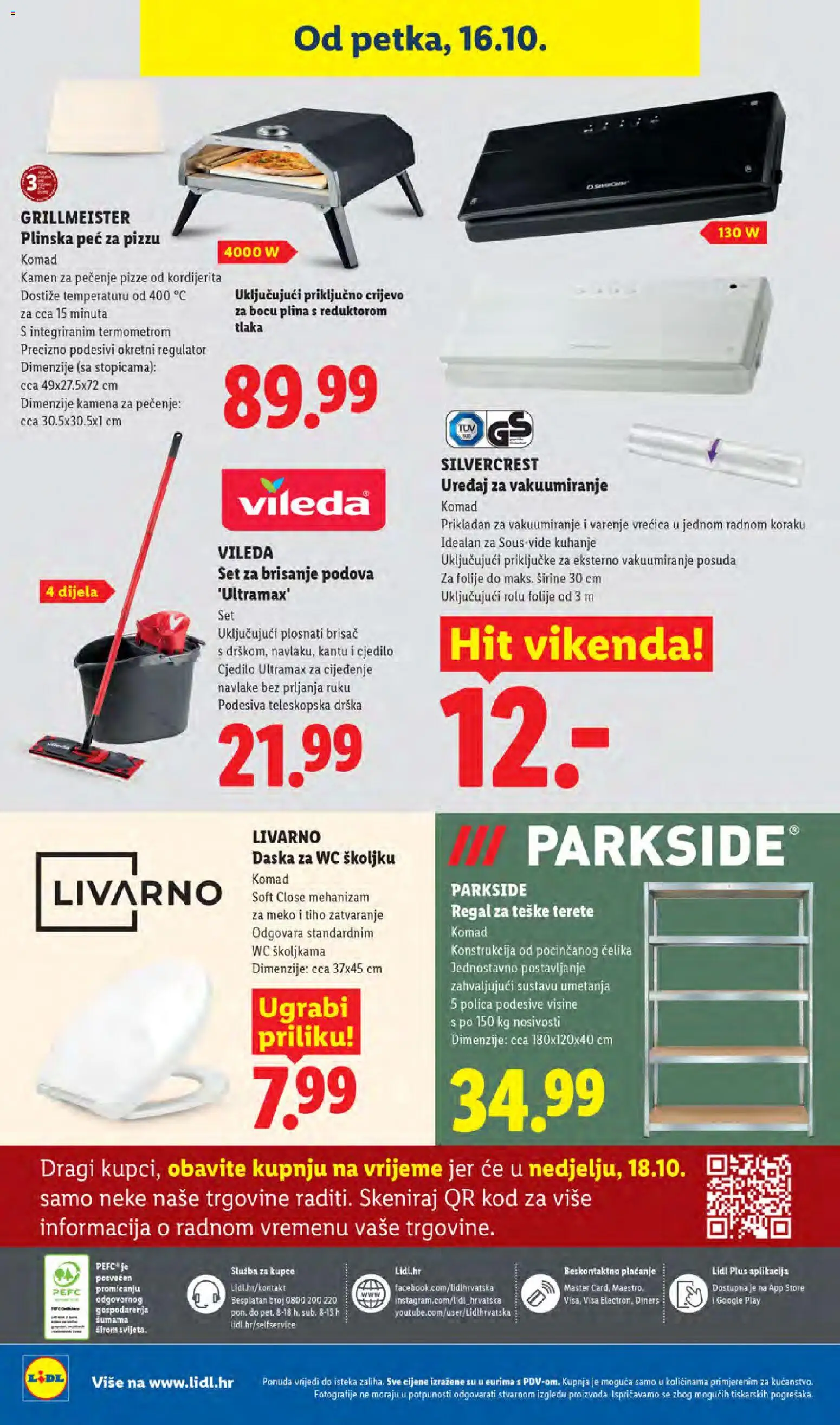 Lidl katalog | vrijedi od 12.10.2026 | Stranica: 72 | Proizvodi: Pizza, Mop, Regal, Vileda