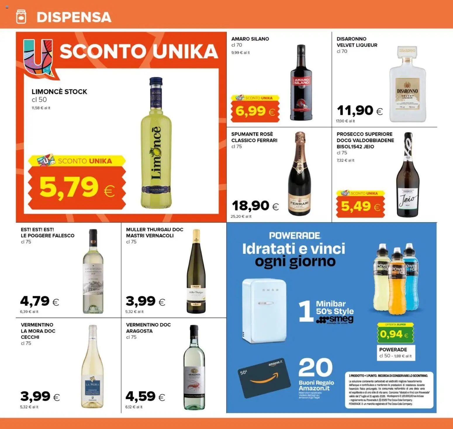 Volantino Oasi del 10/08/2026 | Pagina: 20 | Prodotti: Prosecco, The, Spumante, Limoncello