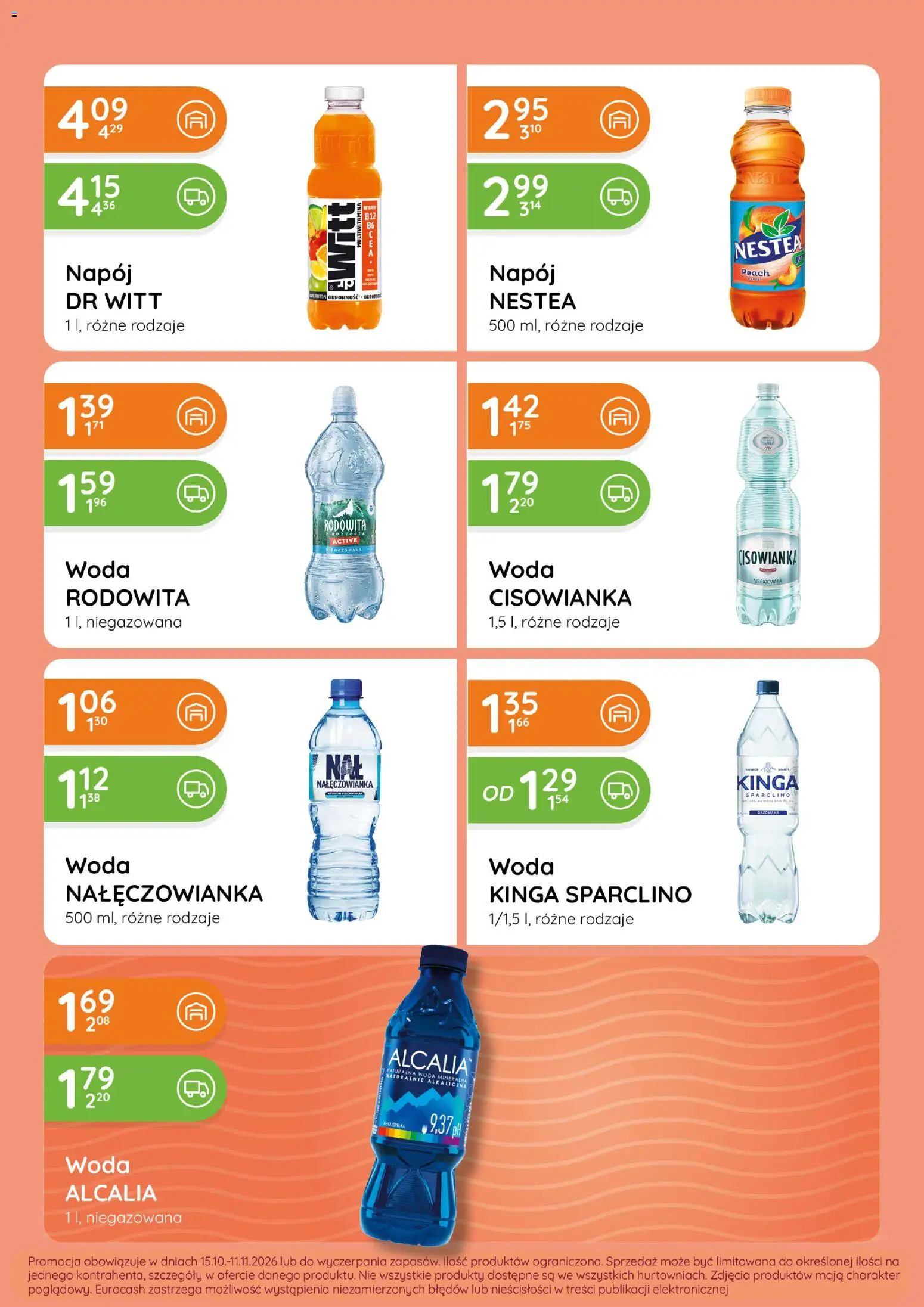 Eurocash gazetka od 15.10.2026 | Strona: 85 | Produkty: Cisowianka, Woda mineralna, Woda Nałęczowianka, Woda