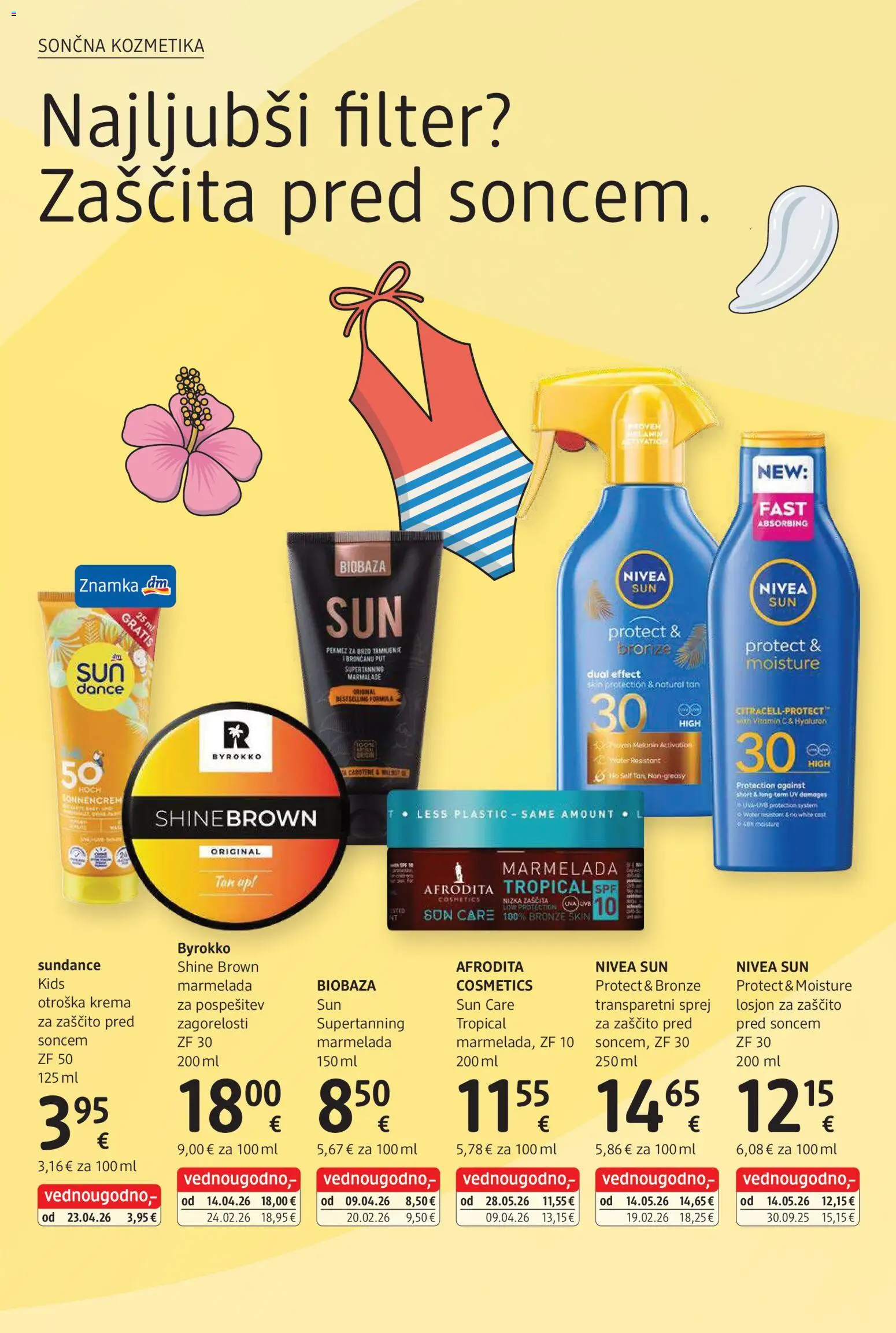 Novi DM Drogerie Markt katalog ponudbe – veljaven od 01.07.2026 | Stran: 4 | Izdelki: Sončna kozmetika, Marmelada, Krema