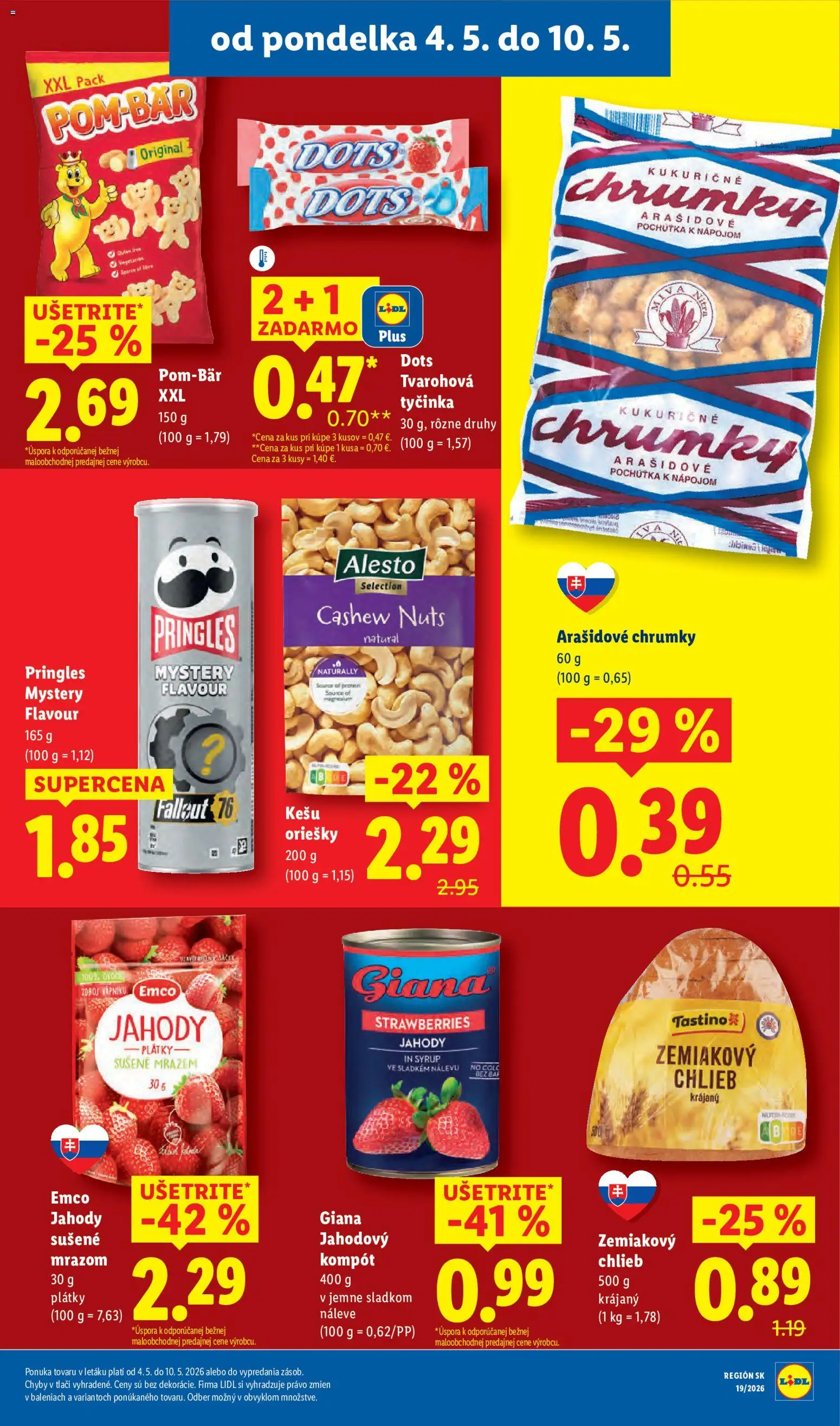 Nové Lidl akcie – leták je platný od 04.05.2026 | Strana: 41 | Produkty: Chlieb, Protein, Pringles, Jahody