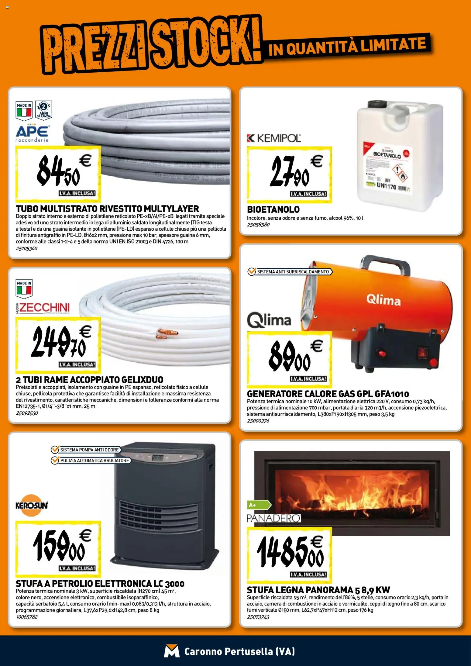Volantino TECNOMAT del 29/10/2026 | Pagina: 8 | Prodotti: Stufa, Rame, Generatore, Tubi