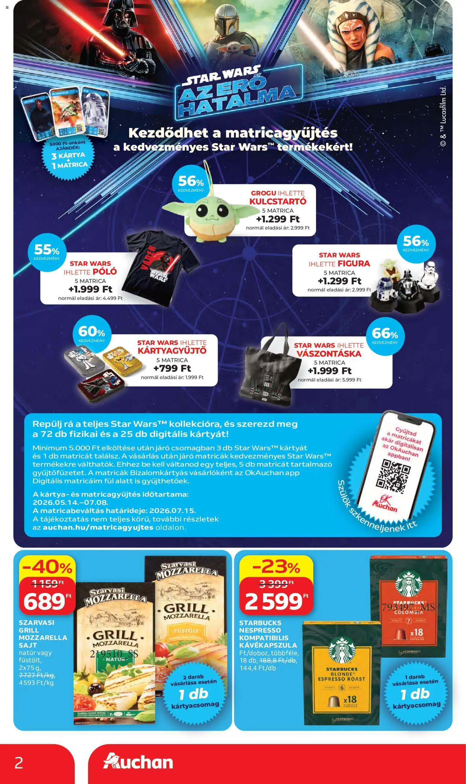 Auchan akciós ujság - amely érvényes a következő dátumtól: 28.05.2026 | Oldal: 2 | Termékek: Mozzarella, Kávékapszula, Grill, Sajt