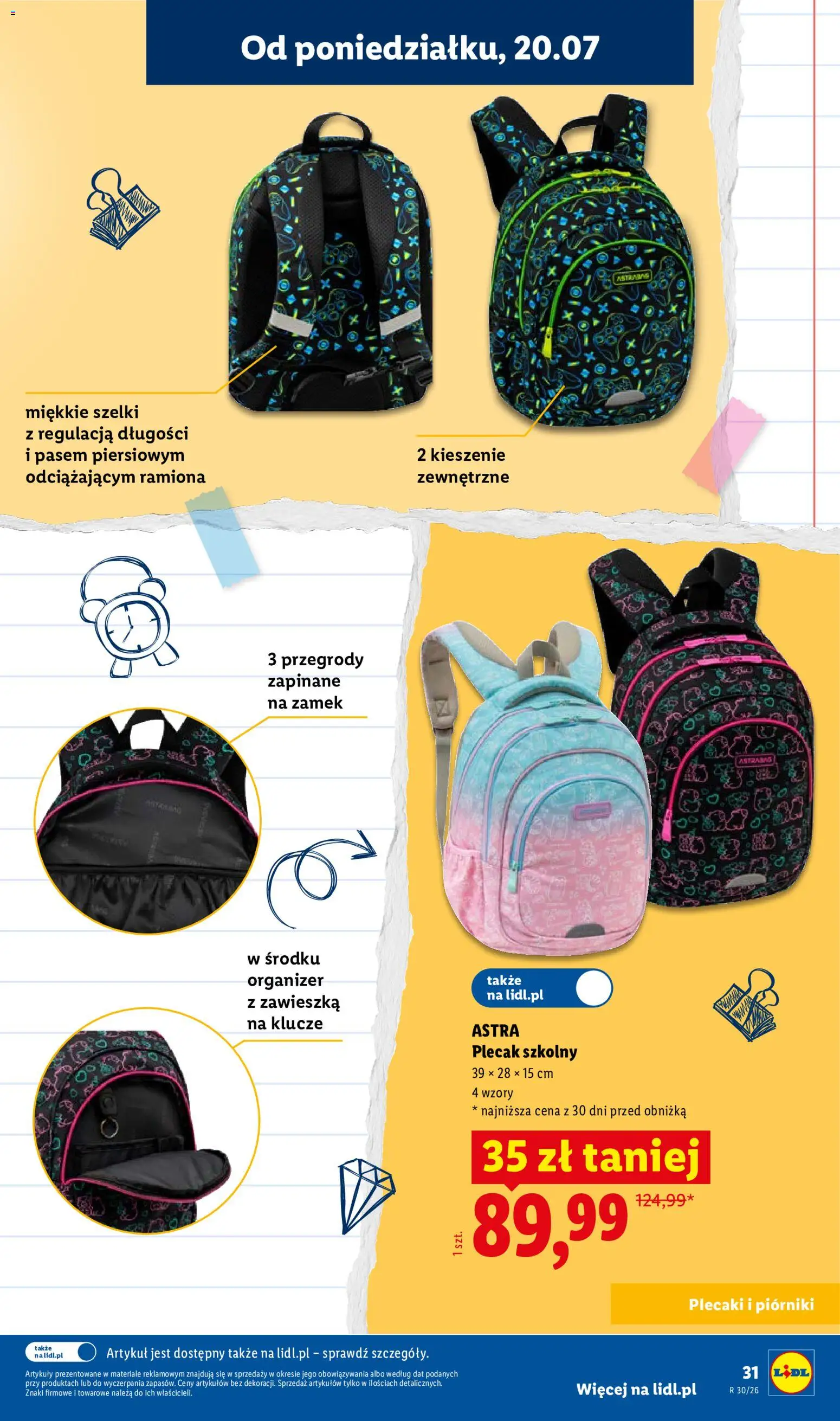 Lidl Katalog od 09.07.2026 | Strona: 31 | Produkty: Plecaki, Plecak