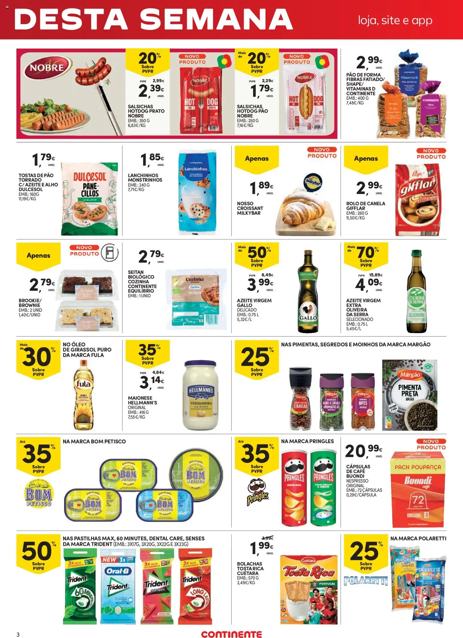 Continente Fim de Semana à Continente │ válido de 21/08/2026 | Página: 3 | Produtos: Azeite, Maionese, Vitamina d, Salsichas
