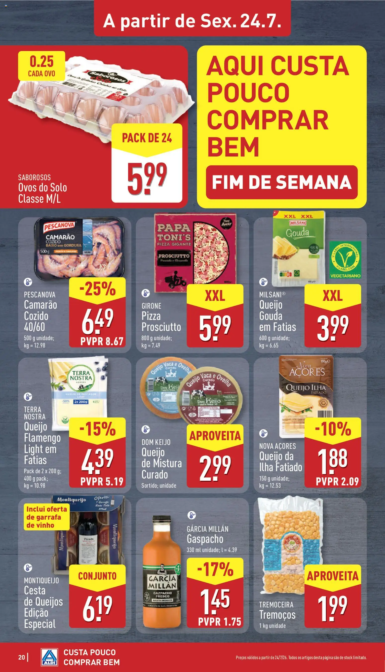 Aldi folheto │ válido de 20/07/2026 | Página: 20 | Produtos: Camarão, Papa, Vinho, Tremoços