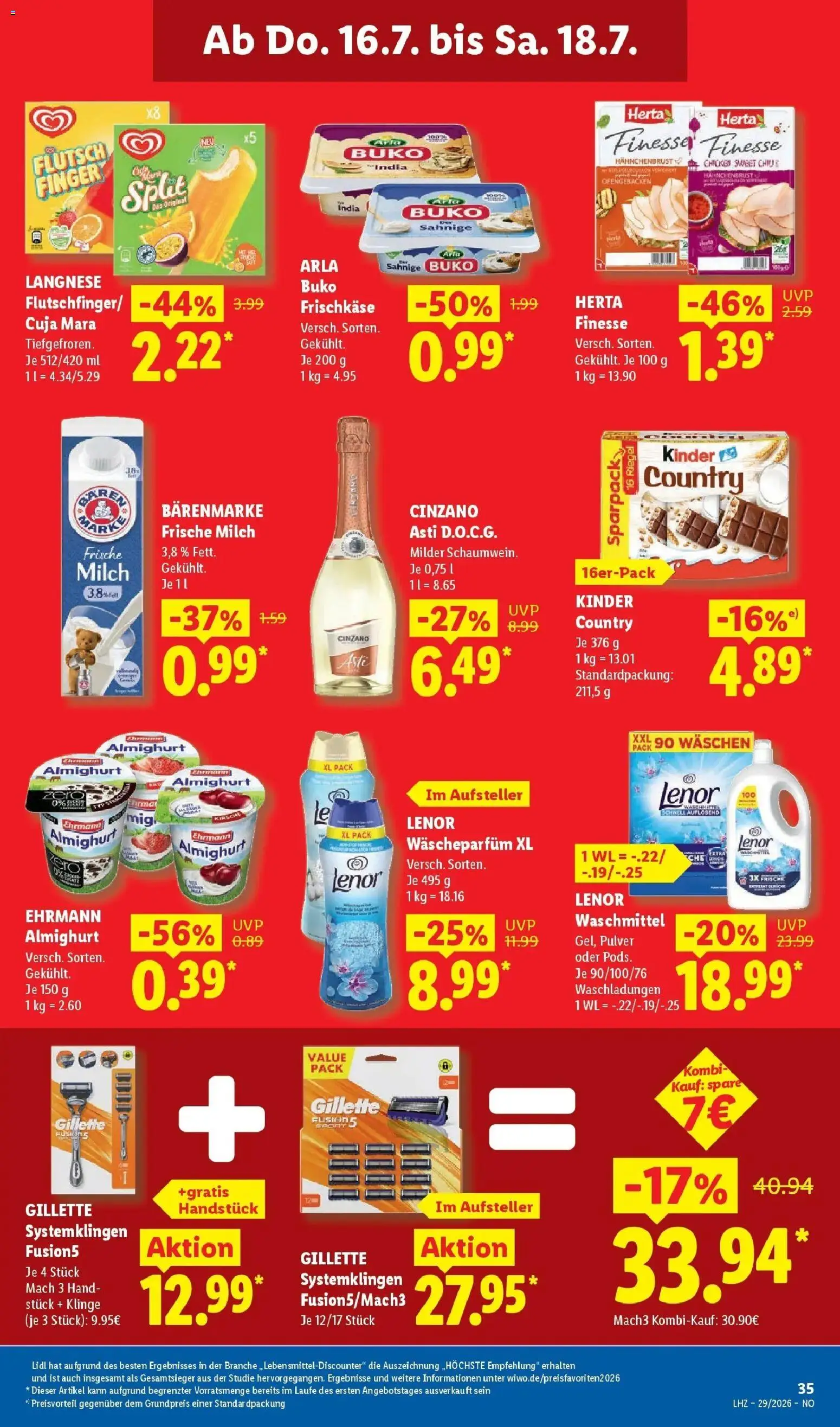 Lidl Prospekt Emlichheim – gültig ab 13.07.2026 | Seite: 69 | Produkte: Ehrmann almighurt, Milch, Herta finesse, Kinder country