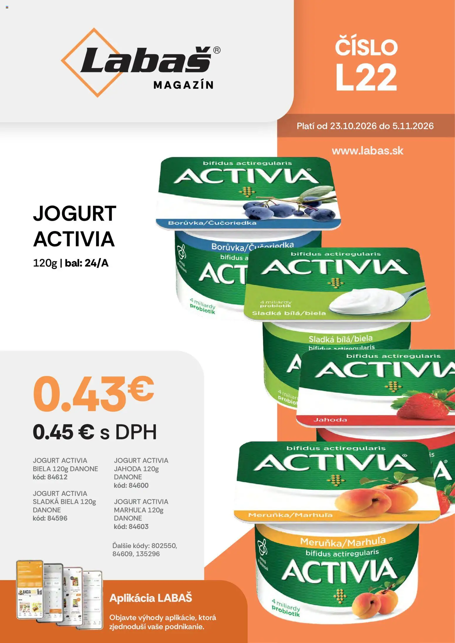 Nové Labaš akcie – leták je platný od 23.10.2026 | Strana: 36 | Produkty: Jogurt