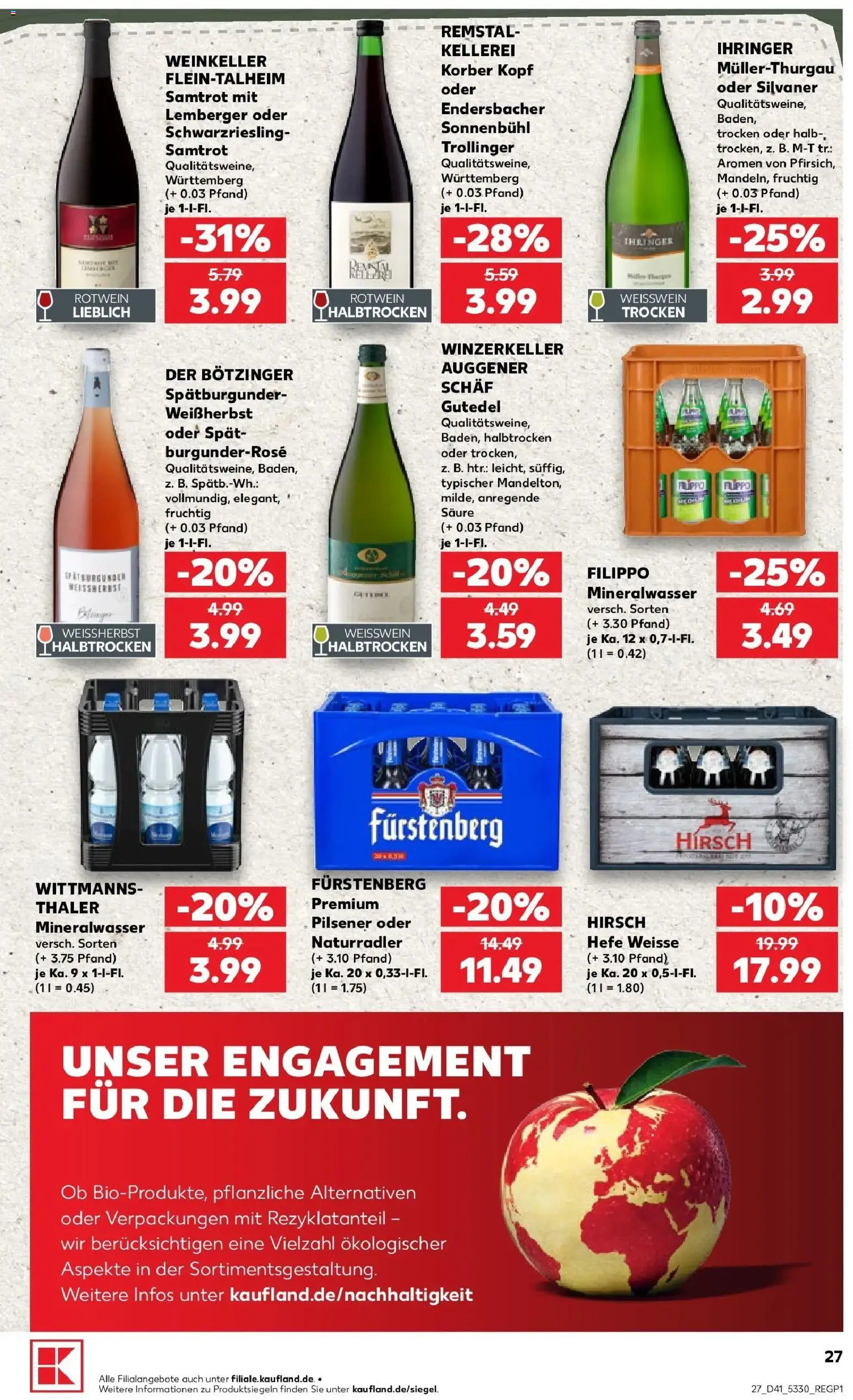 Prospekt Kaufland ab 05.10.2026 » Angebote Online zum Blättern | Seite: 37 | Produkte: Weißwein, Rotwein, Mineralwasser