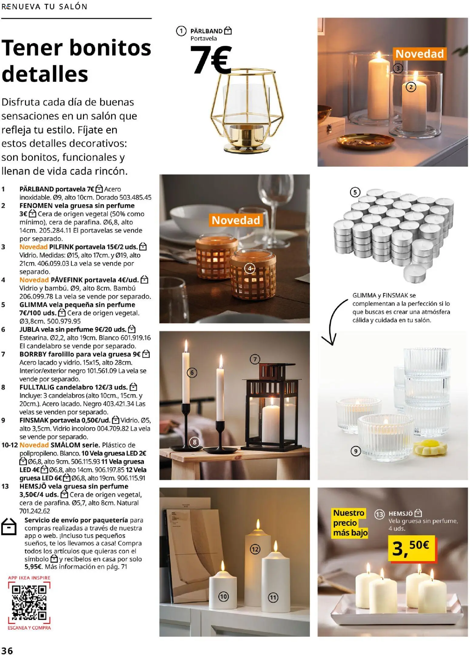 Catálogo IKEA Accesorios y decoración │ válido desde el 01/02/2026 | Página: 36 | Productos: Perfume, Candelabro, Salón, Velas