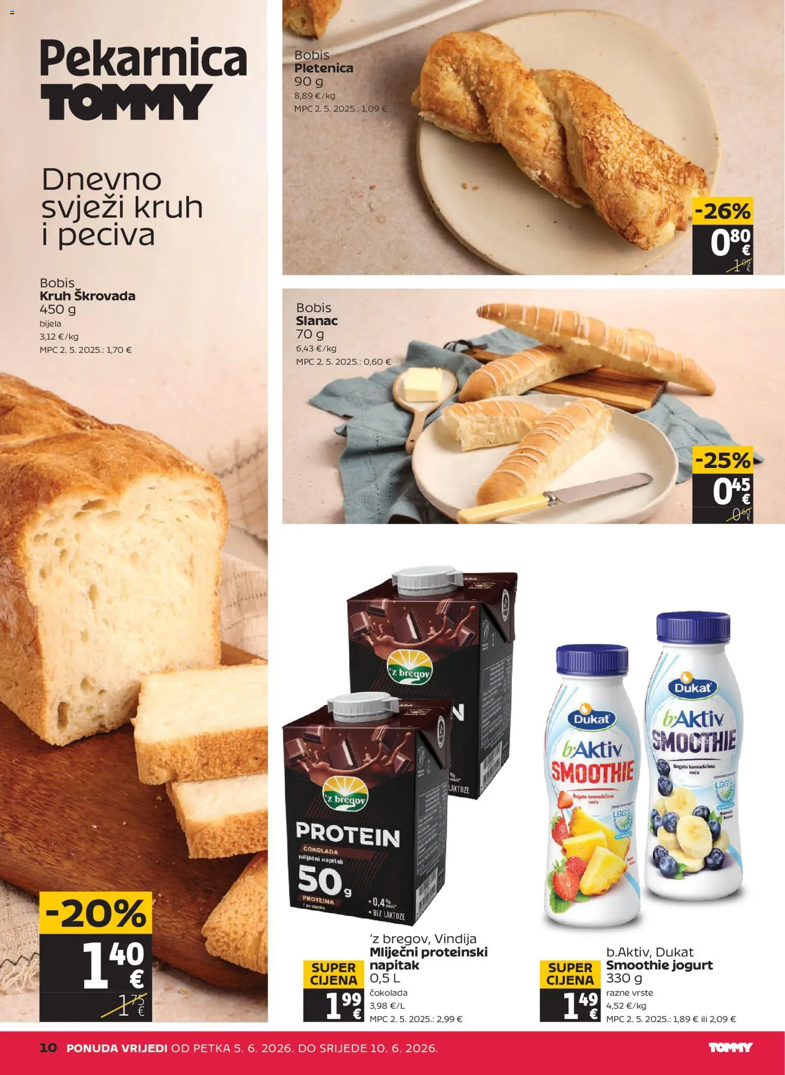 Tommy katalog | vrijedi od 05.06.2026 | Stranica: 10 | Proizvodi: Vindija, Jogurt, Kruh, Čokolada