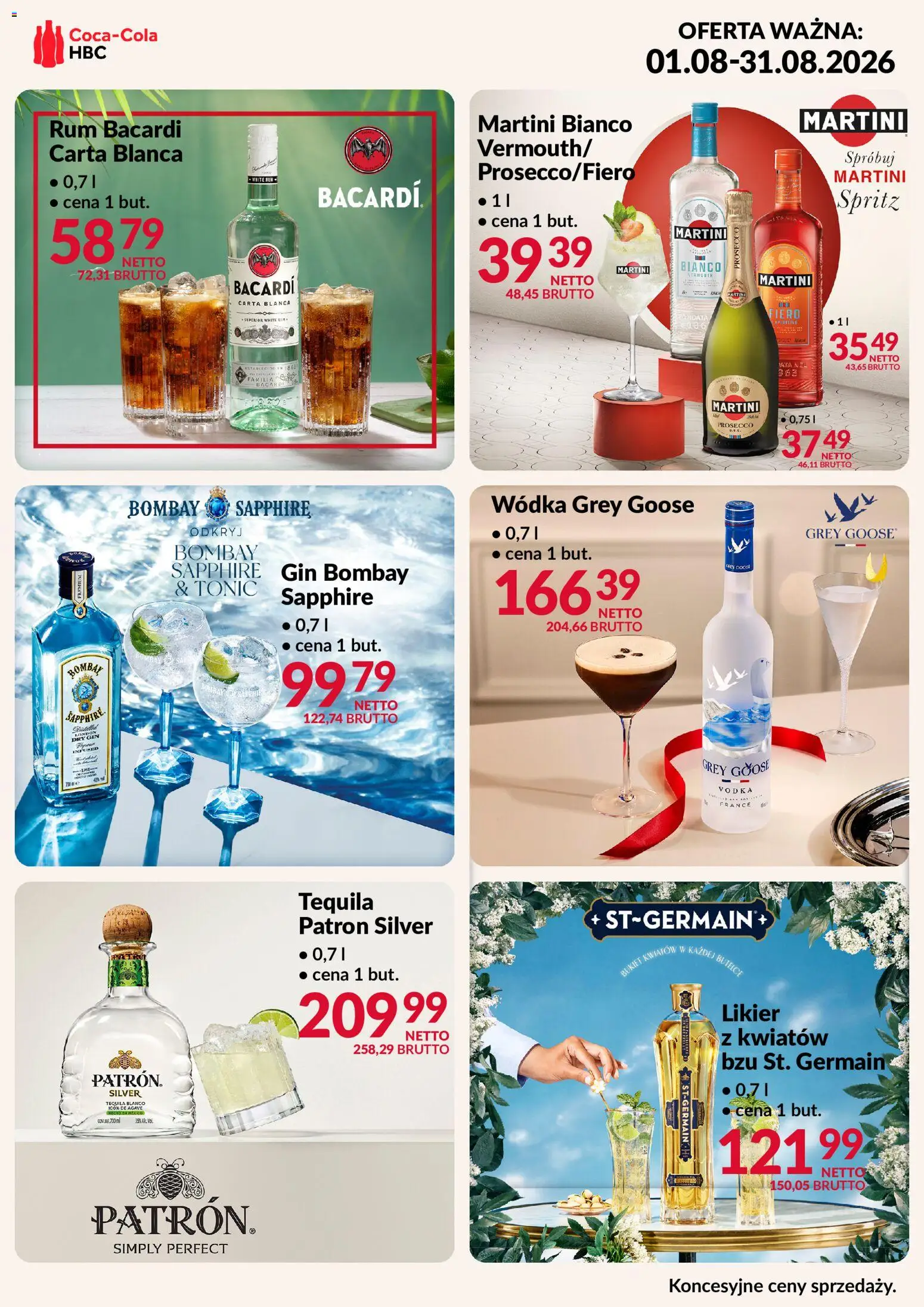 Makro gazetka - Coca Cola alkohole od 01.08.2026 | Strona: 1 | Produkty: Vodka, Rum, Gin, Wódka