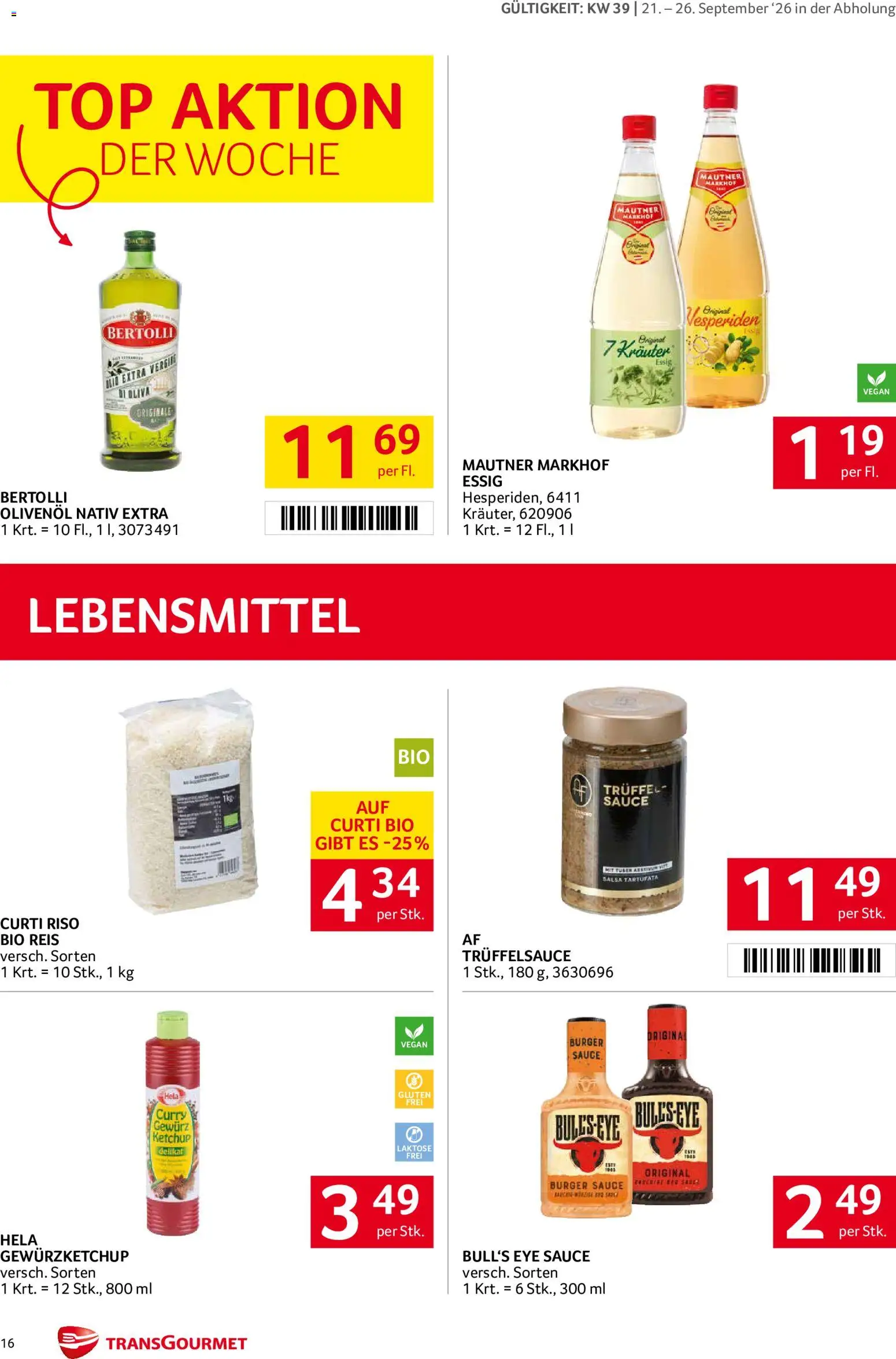 Transgourmet Flugblatt gültig ab 20.09.2026 | Seite: 14 | Produkte: Ketchup, Burger, Lebensmittel, Reis