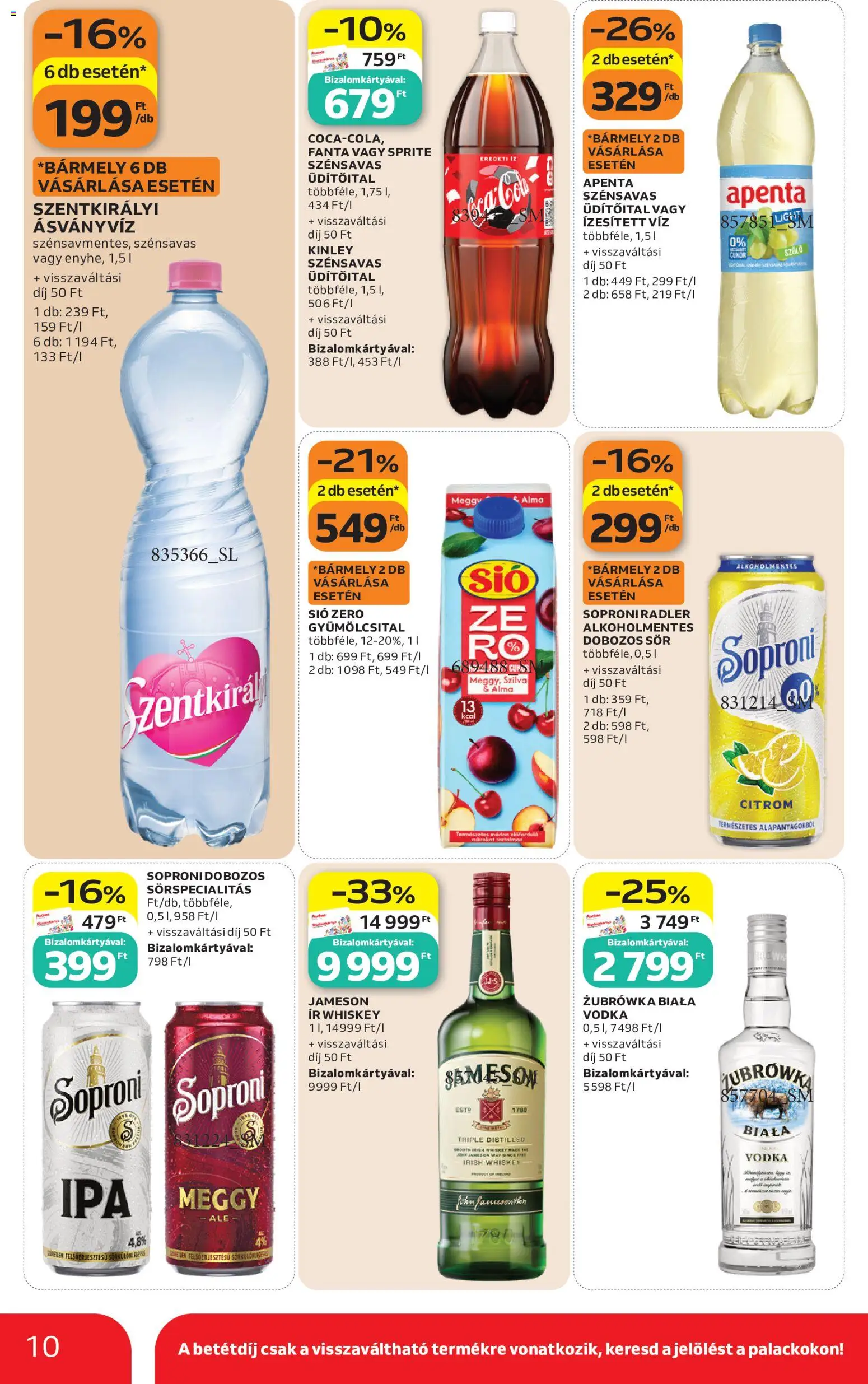 Auchan akciós ujság - amely érvényes a következő dátumtól: 28.05.2026 | Oldal: 10 | Termékek: Fanta, Jameson, Szilva, Cukor