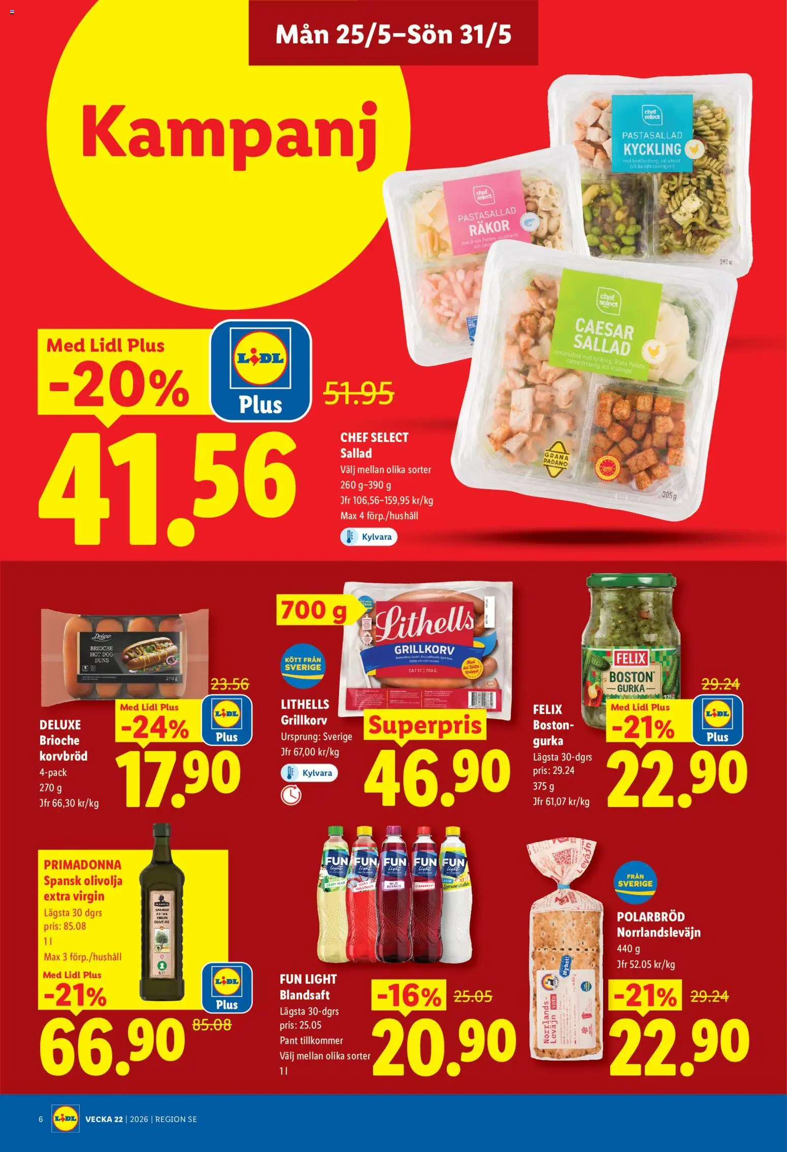 Lidl reklamblad aktuell från 25.05.2026 | Sida: 6 | Produkter: Balsam, Grillkorv, Olivolja, Gurka