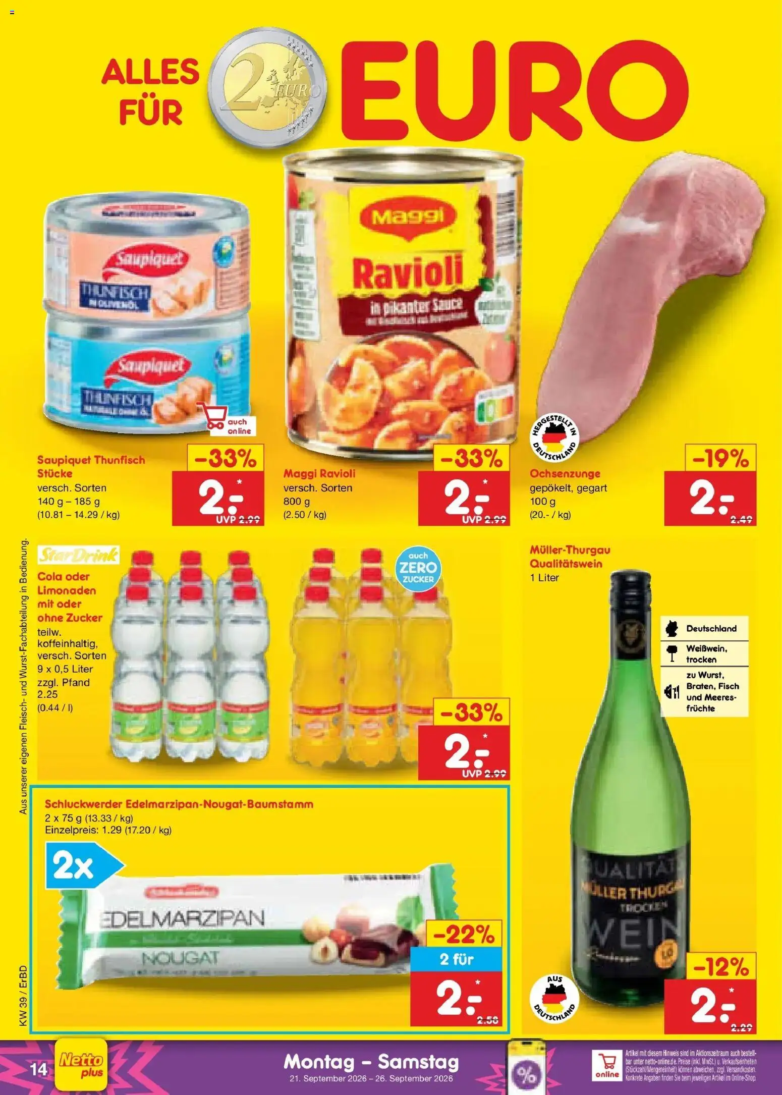 Netto Marken-Discount Prospekt Weimar – gültig ab 21.09.2026 | Seite: 22 | Produkte: Cola, Thunfisch, Fisch, Zucker