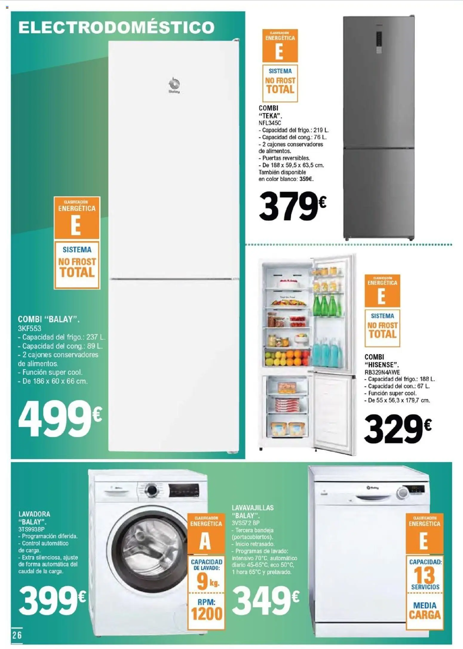 E.Leclerc folleto Salamanca │ válido desde el 05/08/2026 | Página: 26 | Productos: Lavadora, Combi, Bandeja, Κούβα