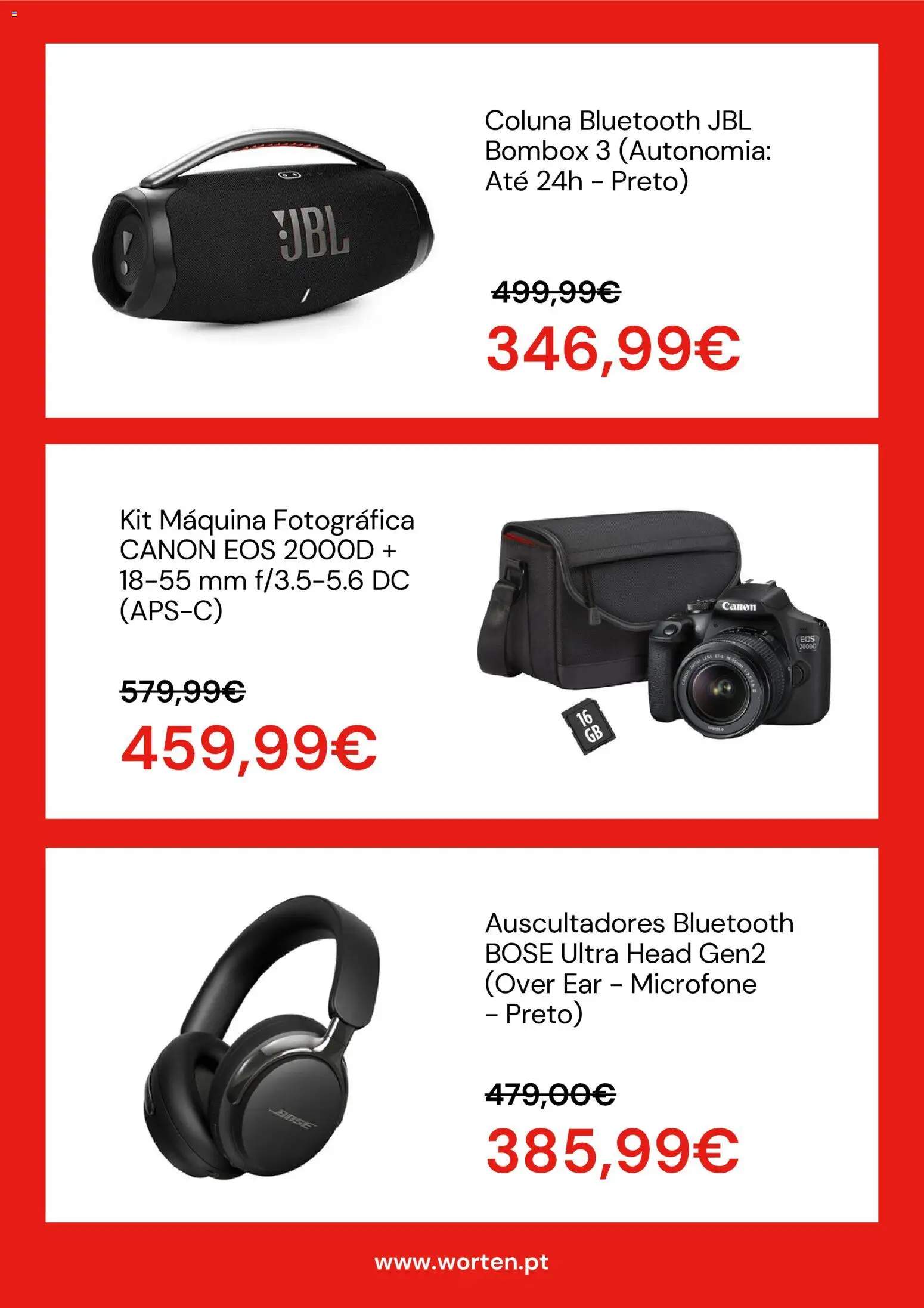 Worten Black Friday │ válido de 28/10/2026 | Página: 5 | Produtos: Microfone, Máquina fotográfica, Coluna Bluetooth