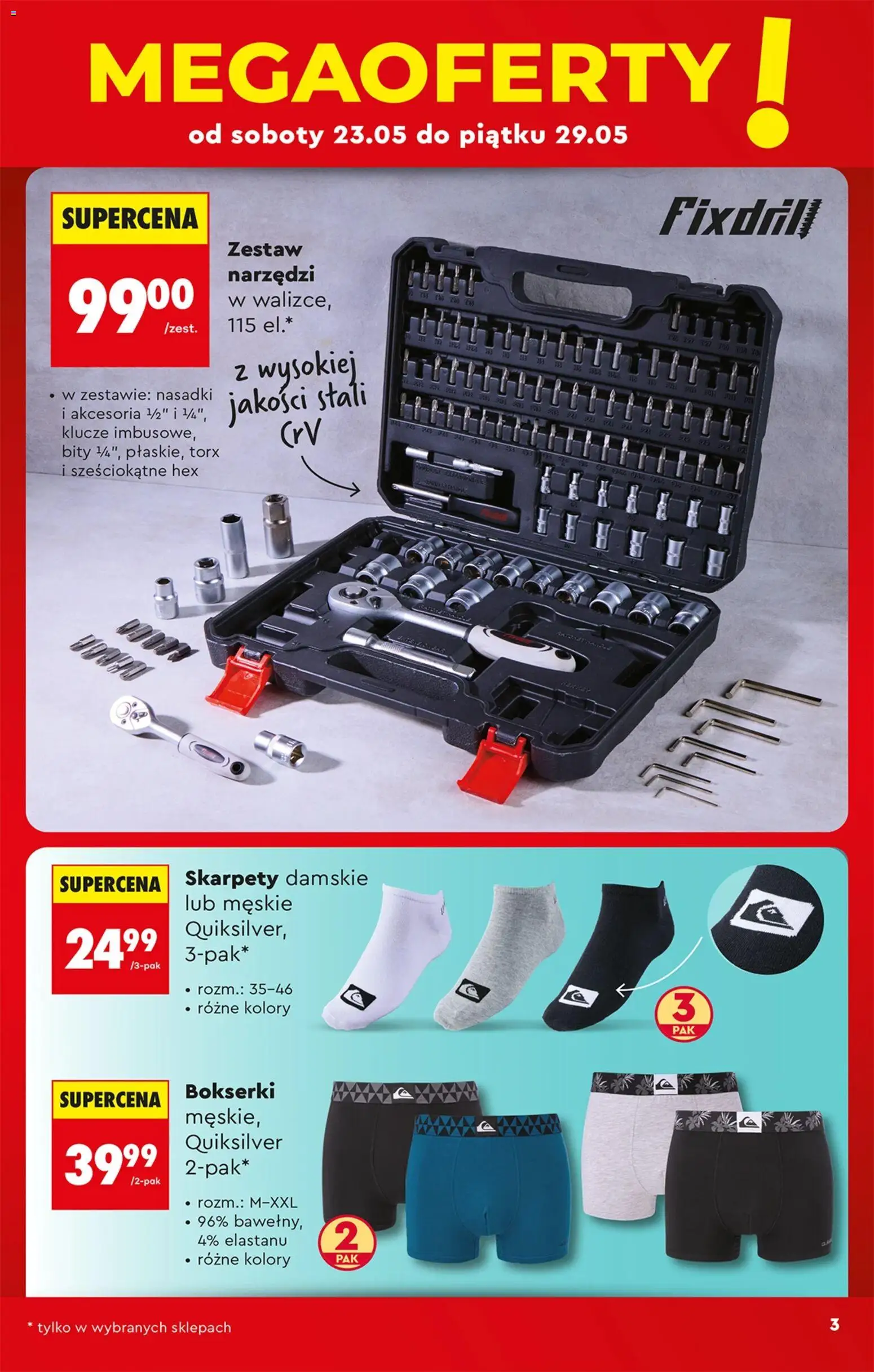 Biedronka gazetka - Hity i inspiracje od 25.05.2026 | Strona: 5 | Produkty: Skarpety, Bokserki, Skarpety damskie, Zestaw narzędzi