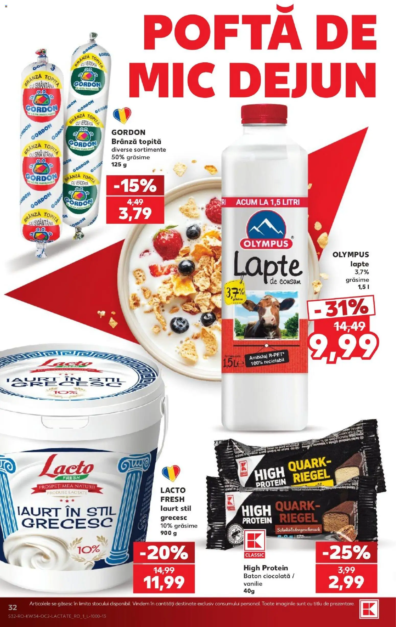 Noul catalog Kaufland – valabil de la 19.08.2026 | Pagină: 32 | Produse: Lapte, Iaurt, Produse lactate, Smântână