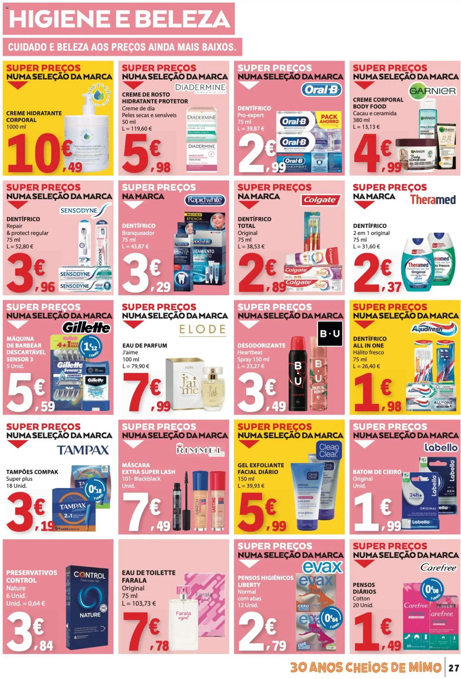E.Leclerc folheto │ válido de 30.04.2026 | Página: 27 | Produtos: Pensos higiénicos, Batom, Hidratante corporal, Desodorizante