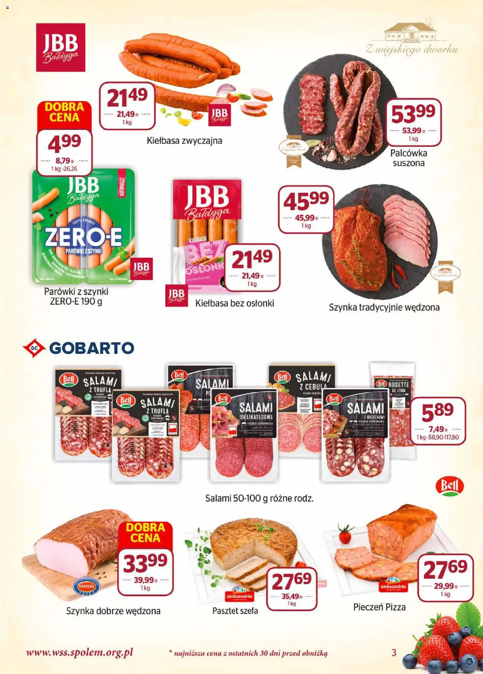 Społem gazetka od 01.06.2026 | Strona: 3 | Produkty: Kiełbasa, Parówki, Szynka, Pizza