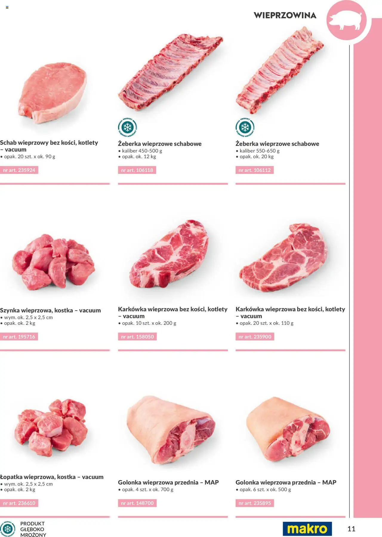 Makro Gazetka - Katalog mięsa surowe kalibrowane od 23.07.2025 | Strona: 11 | Produkty: Schab, Karkówka wieprzowa, Wieprzowina, Kotlety