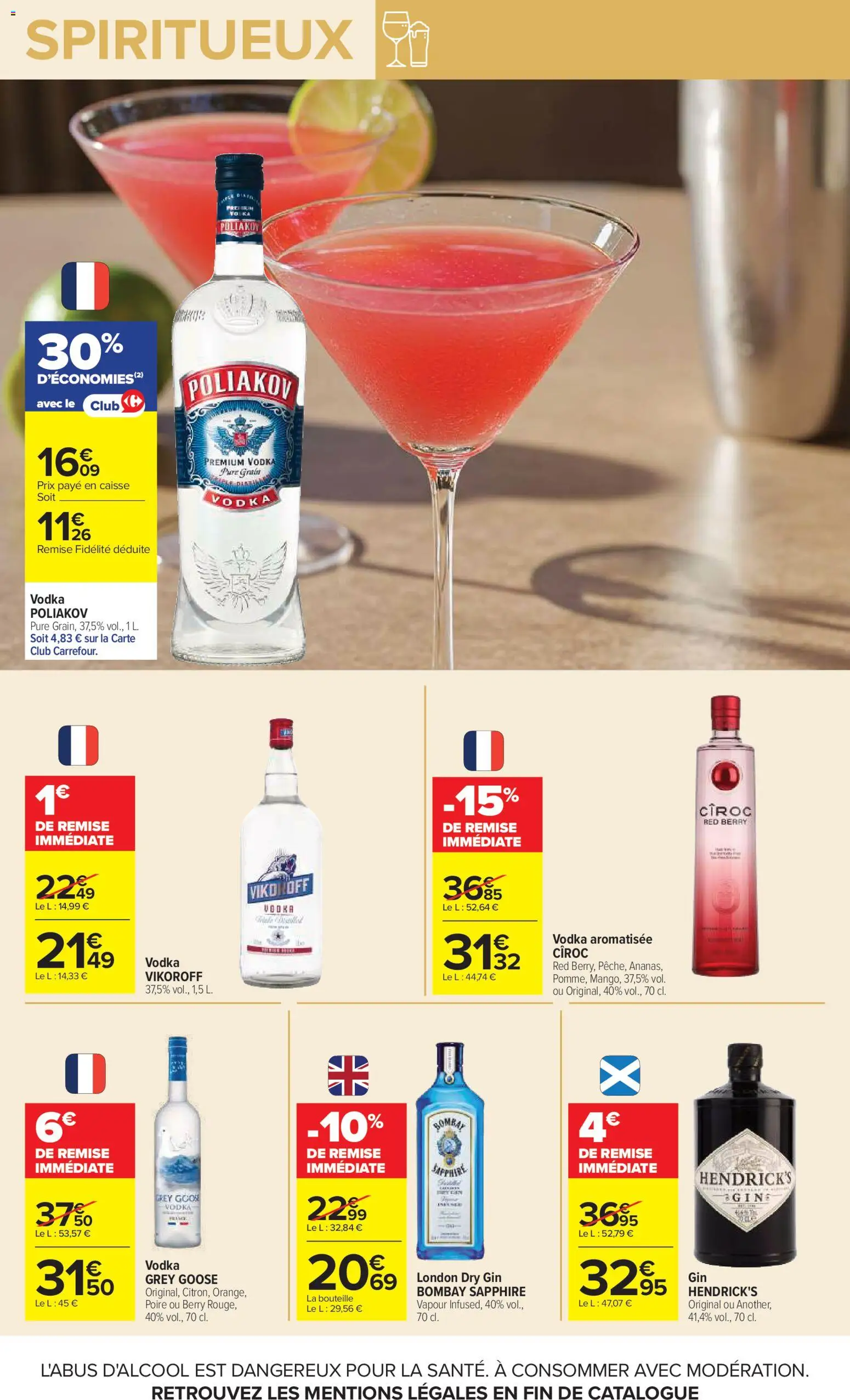 {H1} | Page: 13 | Produits: Poire, Vodka Poliakov, Gin Bombay, Bouteille