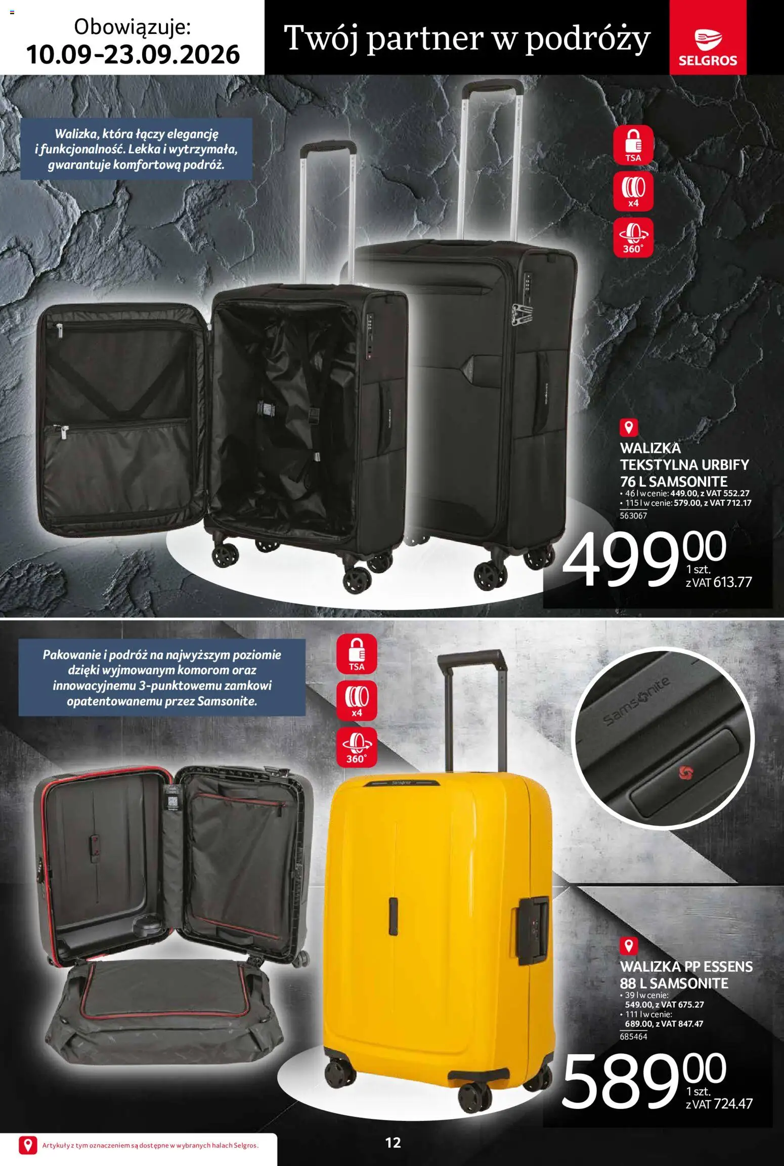 Selgros cash&carry gazetka - Premium od 10.09.2026 | Strona: 12 | Produkty: Walizka