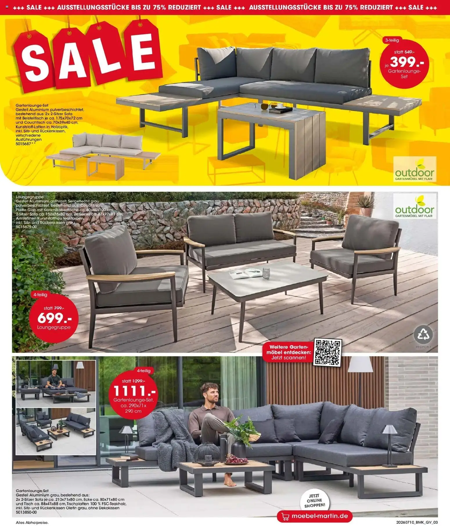 Möbel Martin Sale – gültig ab 10.07.2026 | Seite: 3 | Produkte: Beistelltisch, Sofa, Couchtisch, Gartenmöbel