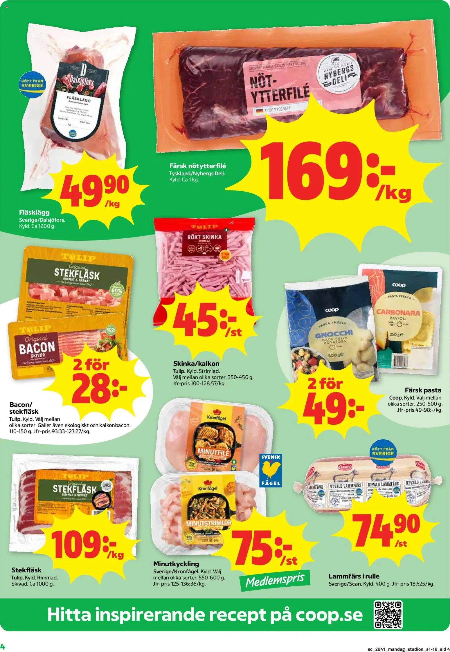 Stora Coop reklamblad aktuell från 05/10/2026 | Sida: 4 | Produkter: Skinka, Kött, Pasta, Gnocchi