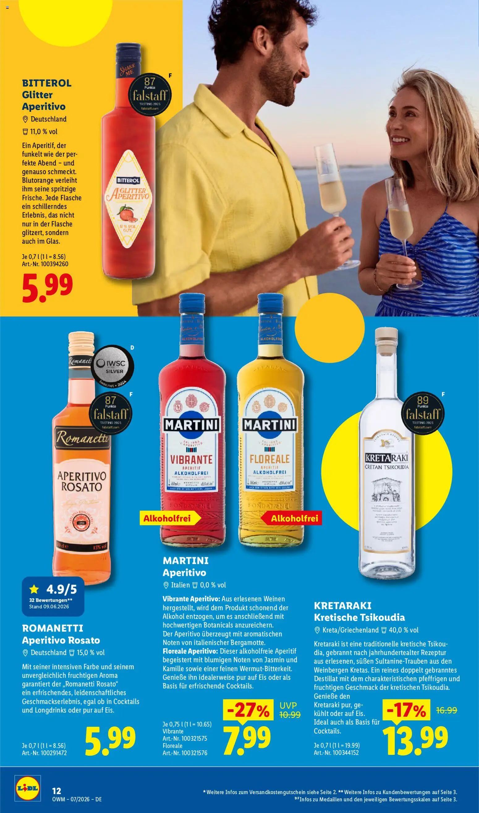 Lidl Německo leták - Wein & Spirituosen od 01.07.2026 | Strana: 12 | Produkty: Martini, Bitterol, Aperitivo