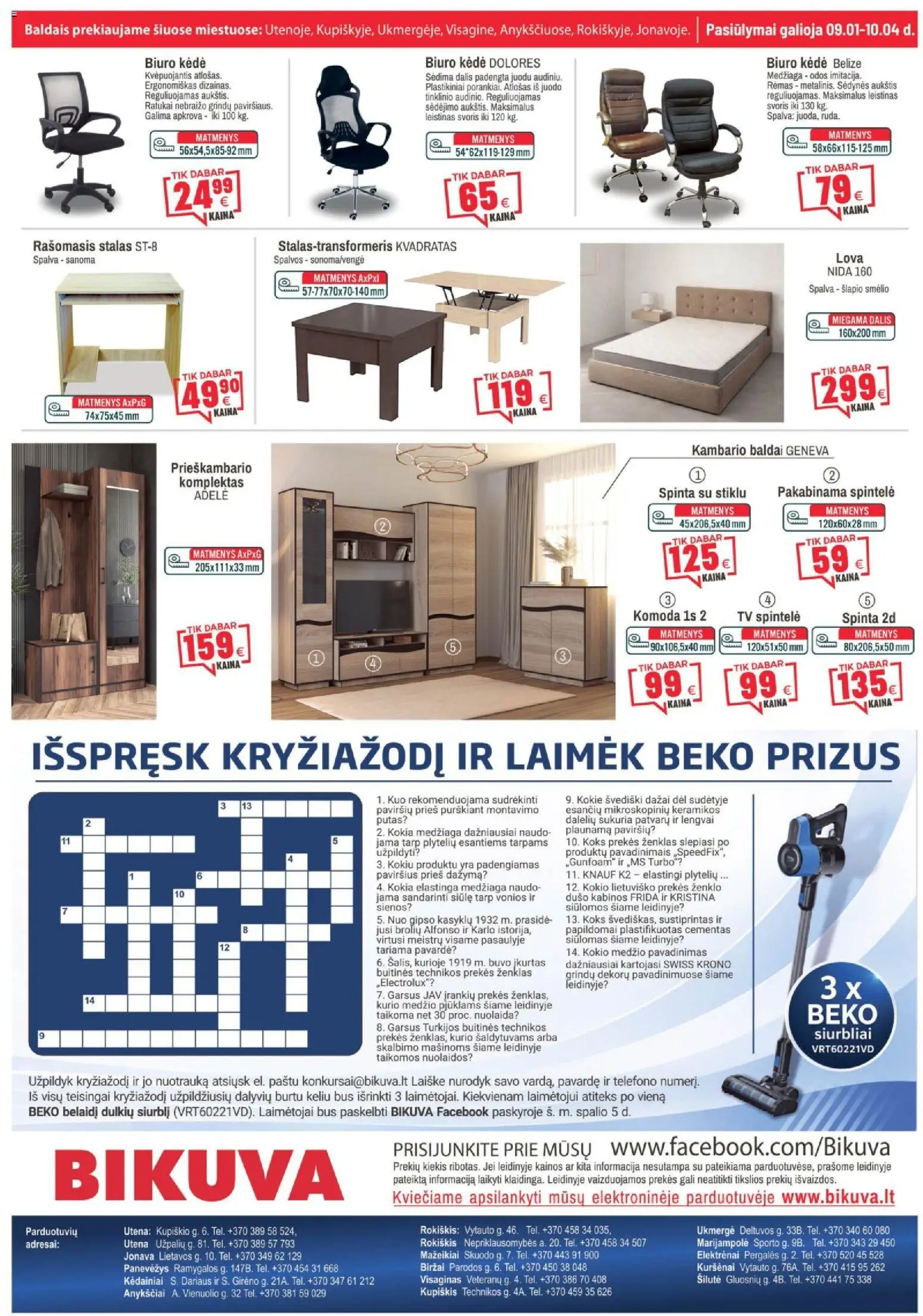 BIKUVA akcijos nuo 2026.09.01 | Puslapis: 12 | Prekių: Lova, Tv, Stalas, Kėdė